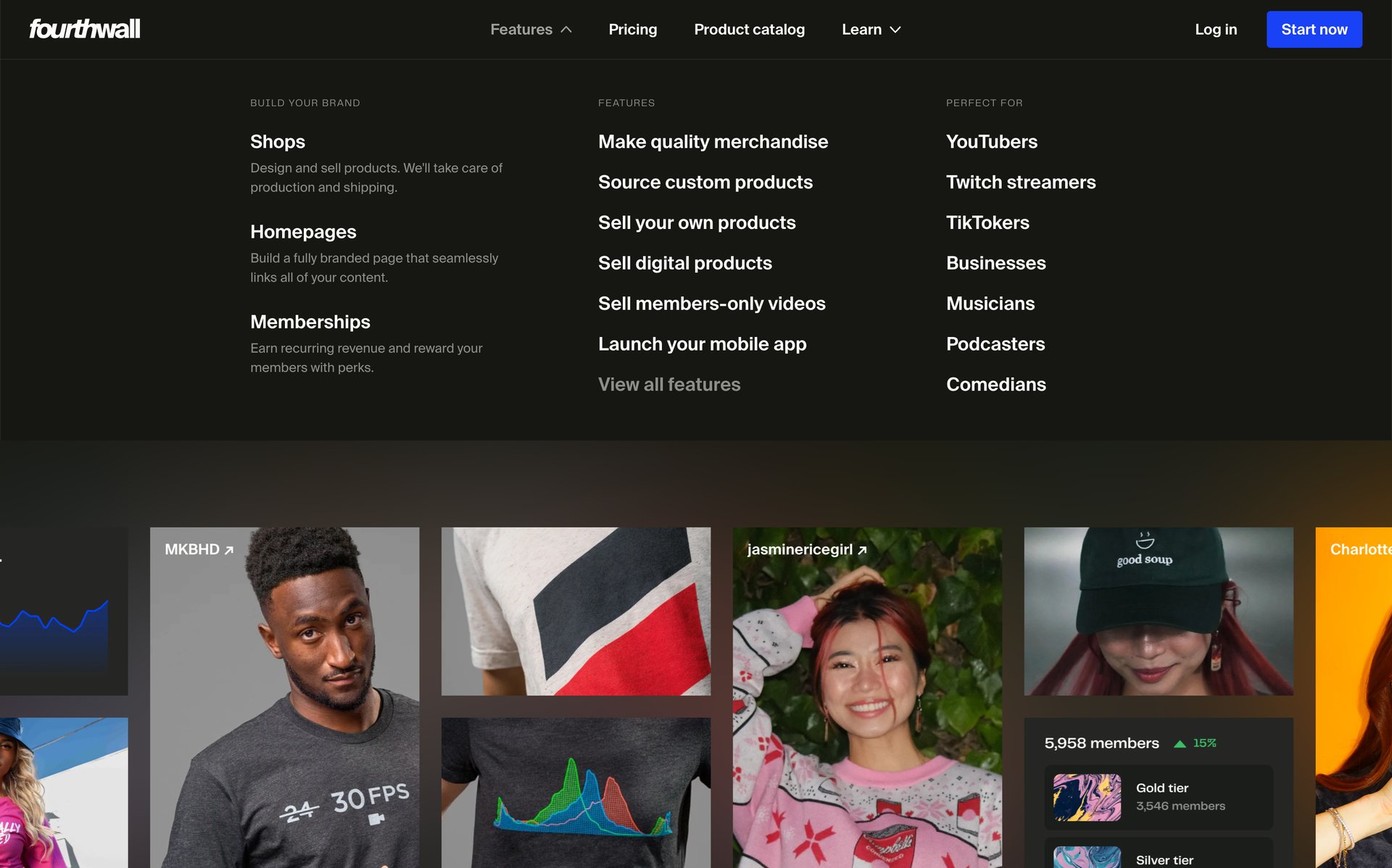 Fourthwall
				landing page page example