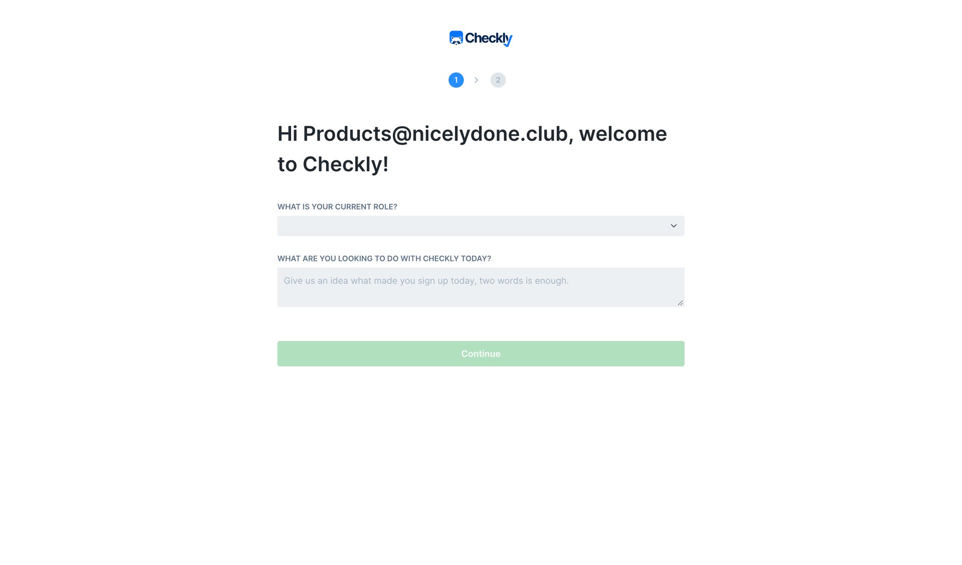 Checkly
				onboarding page example