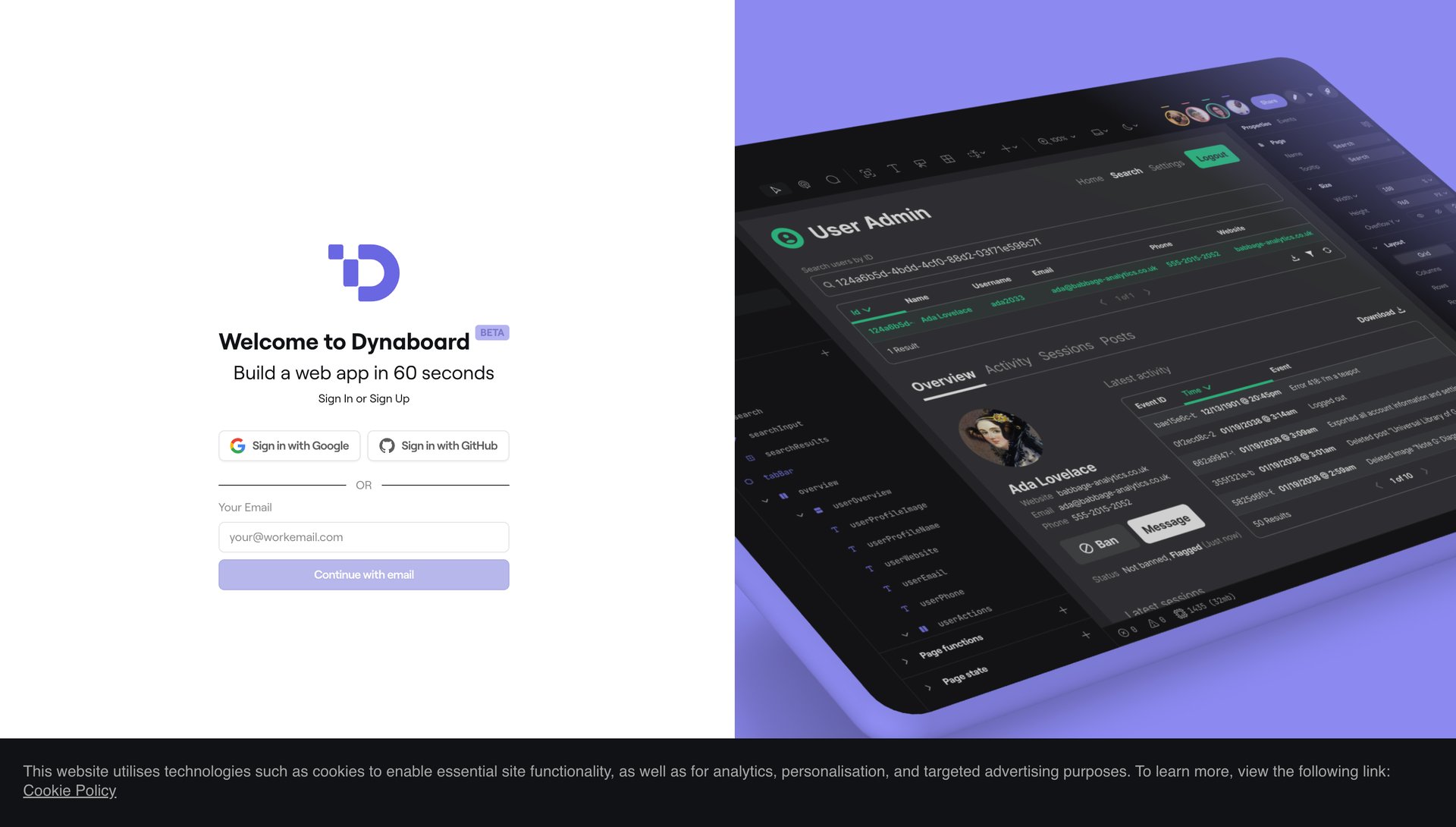 Dynaboard
				signin page example