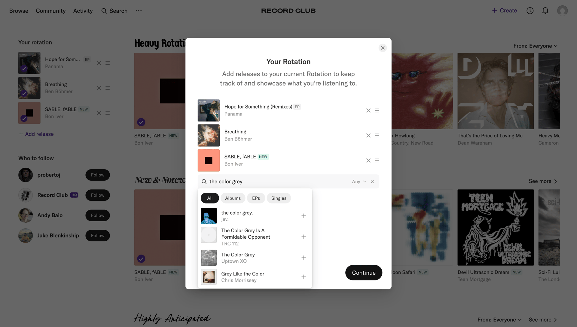 Record club
			  ux ui design