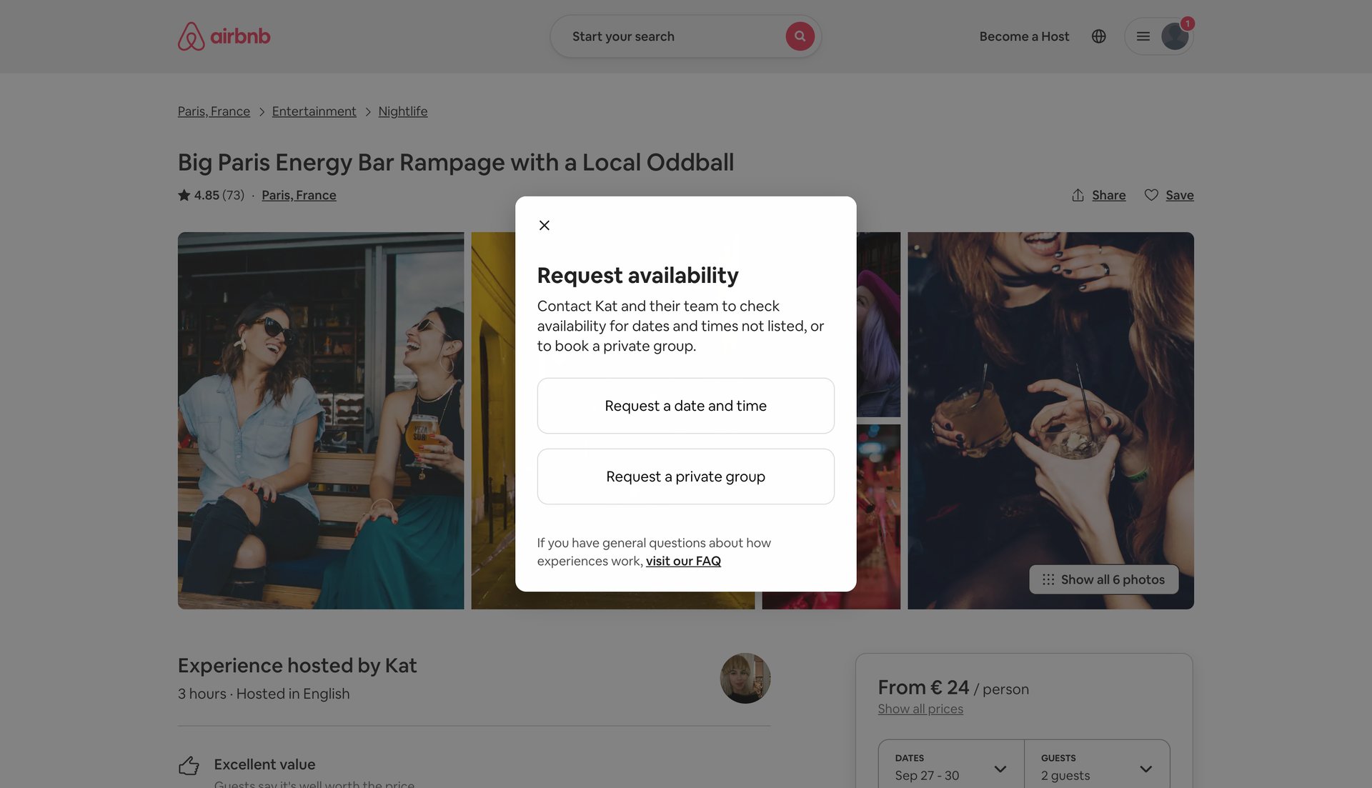 Airbnb screen example