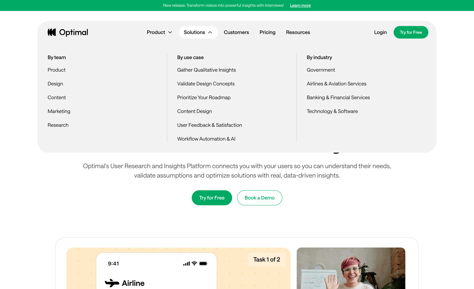Optimal
				dropdown & other states page example