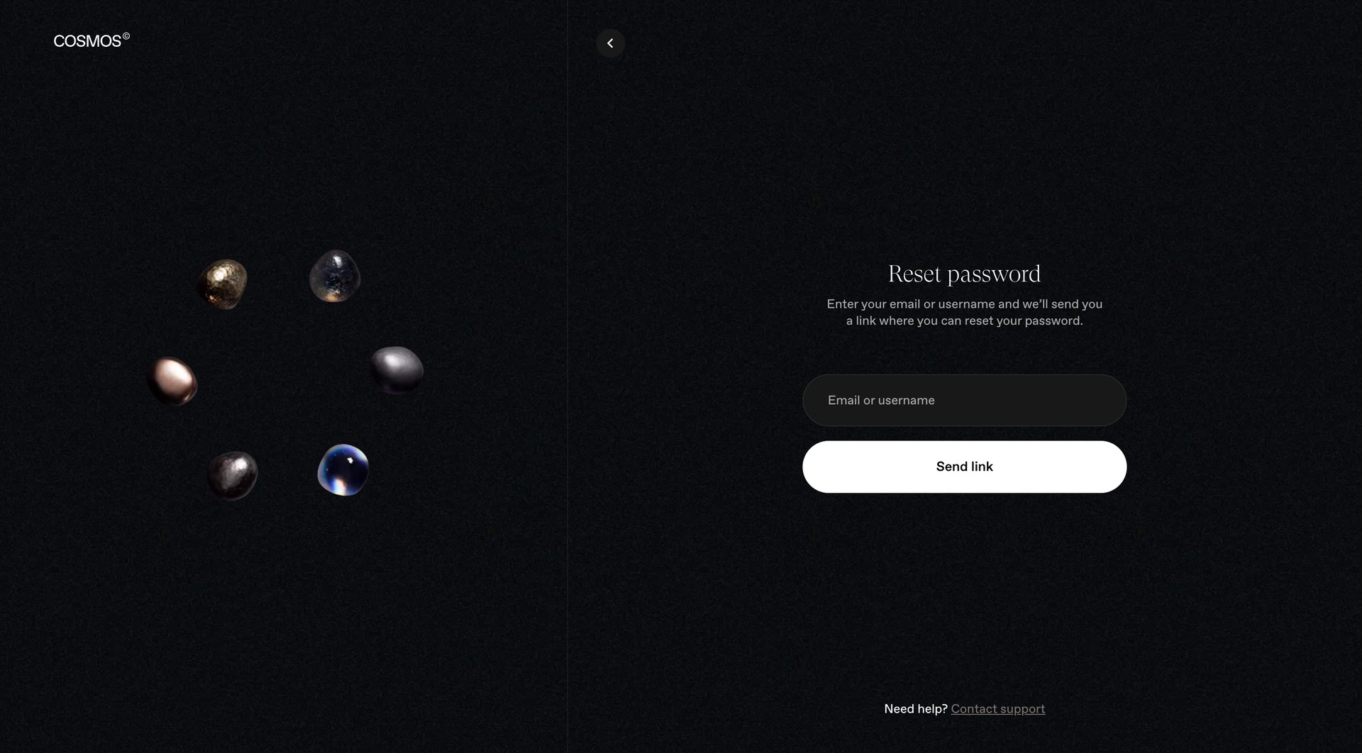 Cosmos
				password reset page example