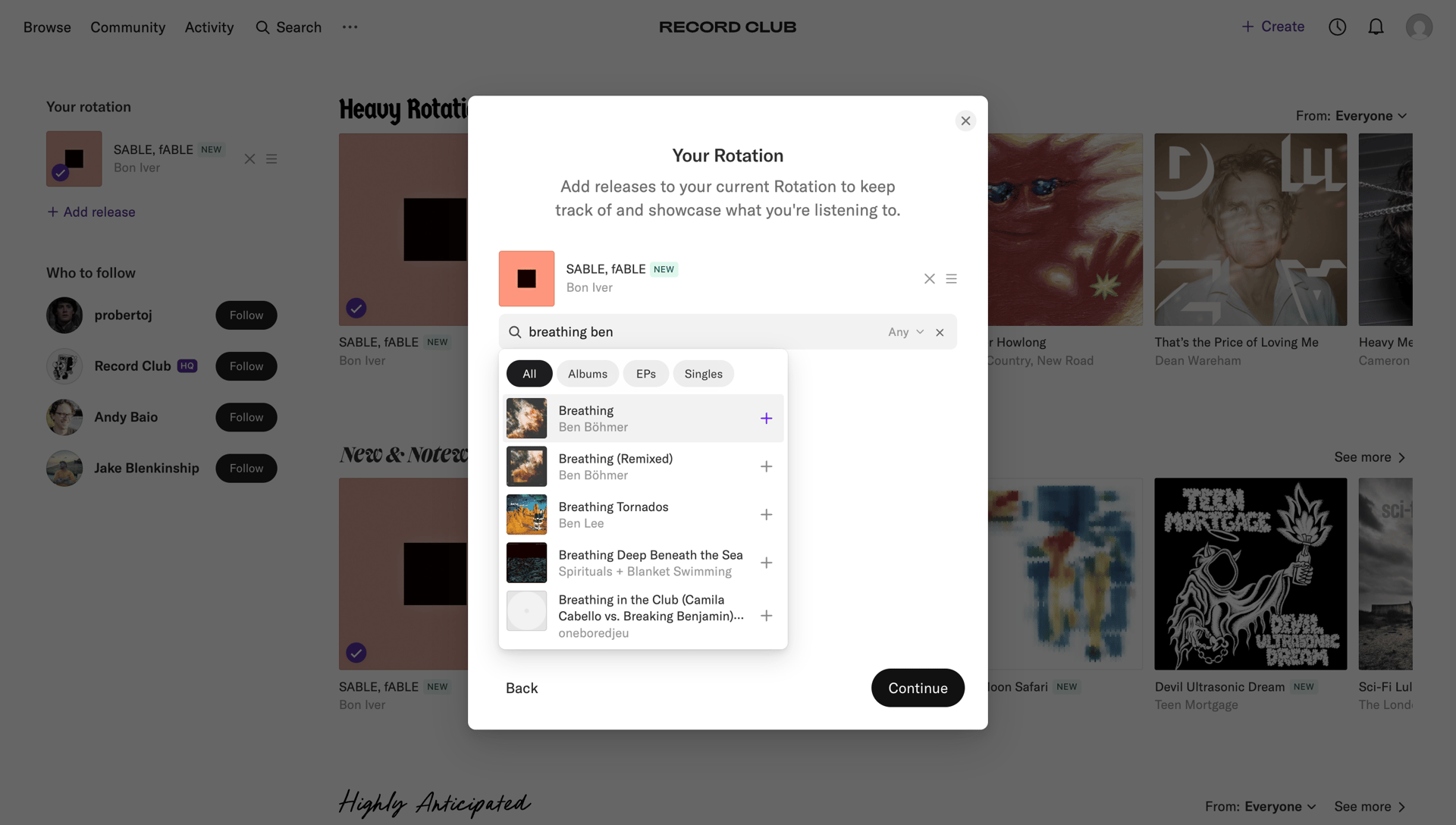 Record club
			     ux ui design