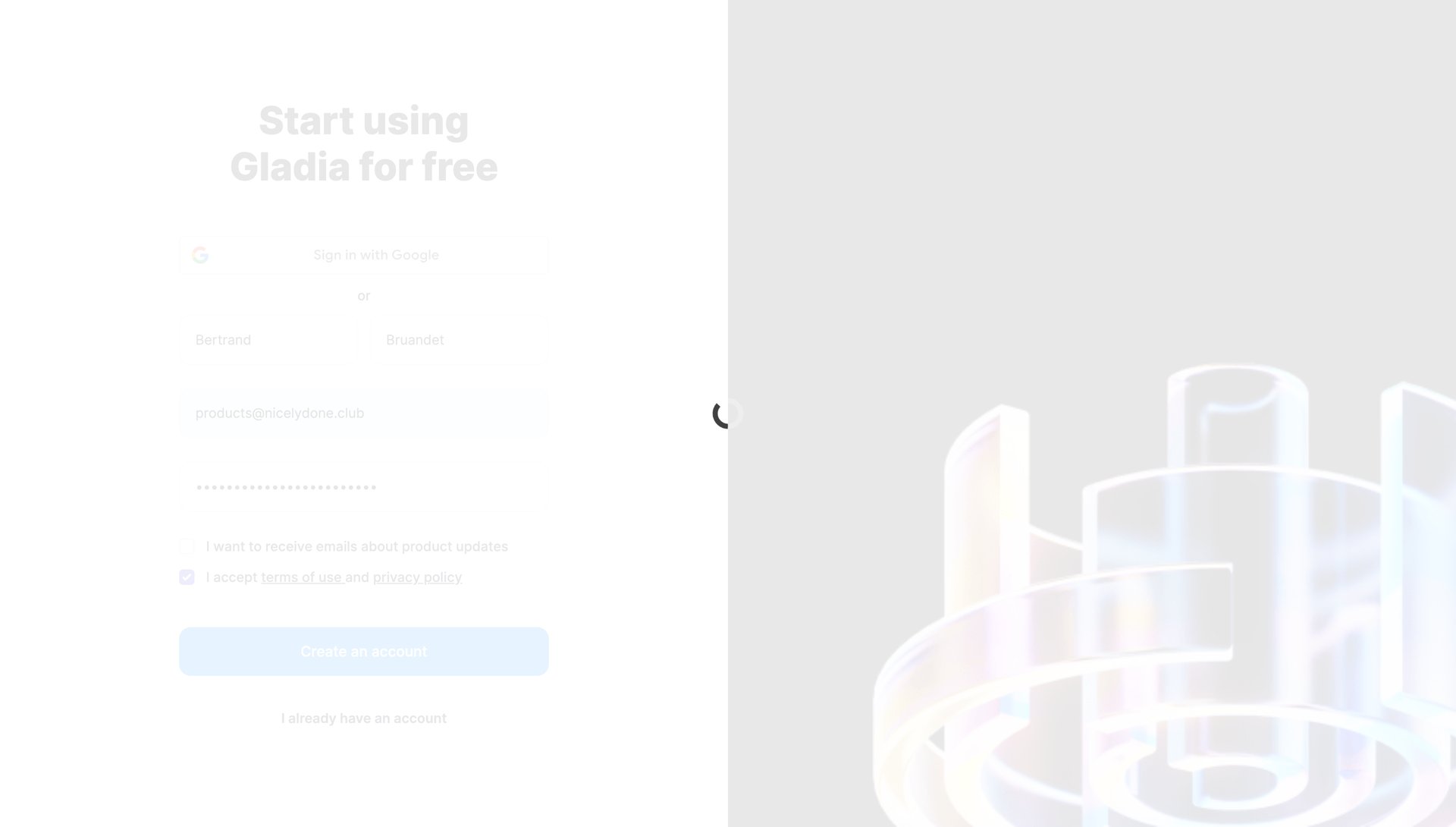 Gladia
			           ux ui design