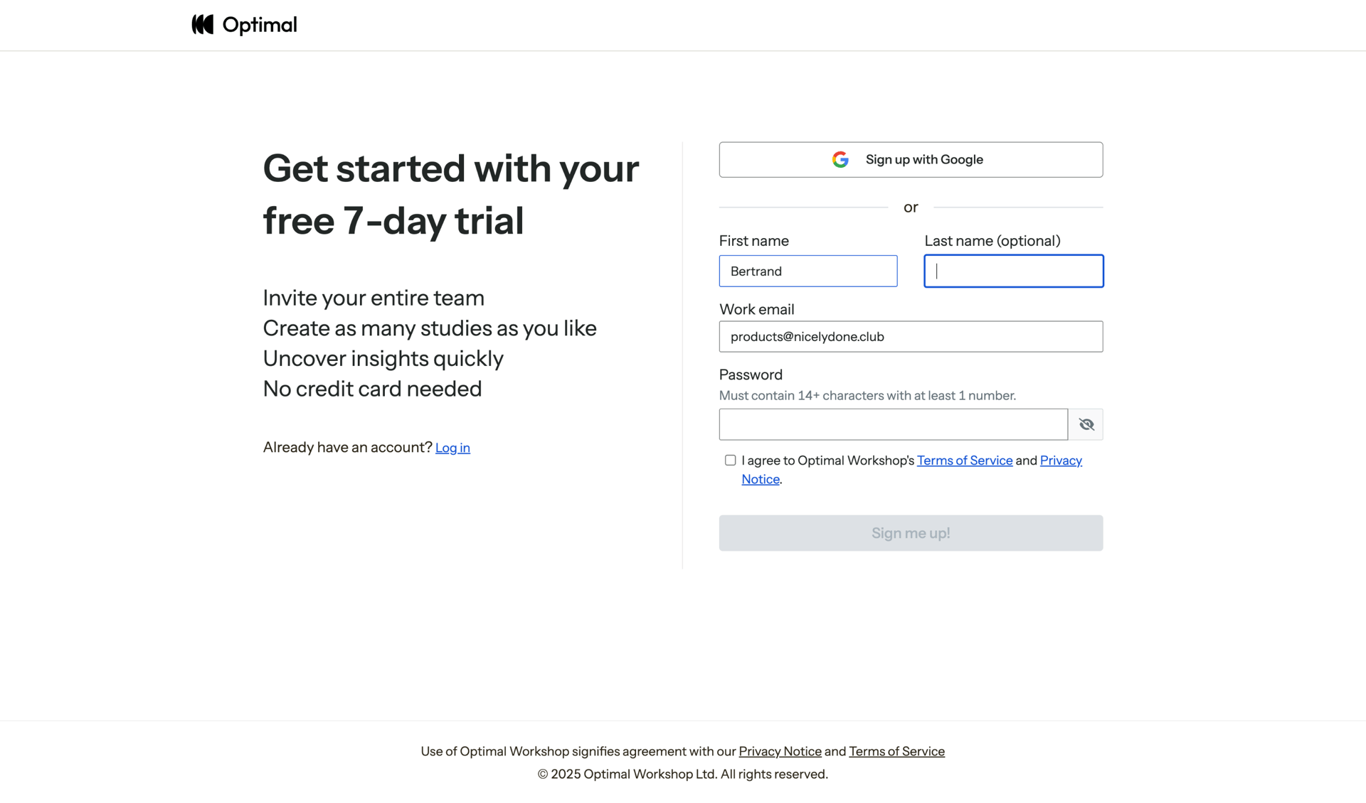 Optimal screen example