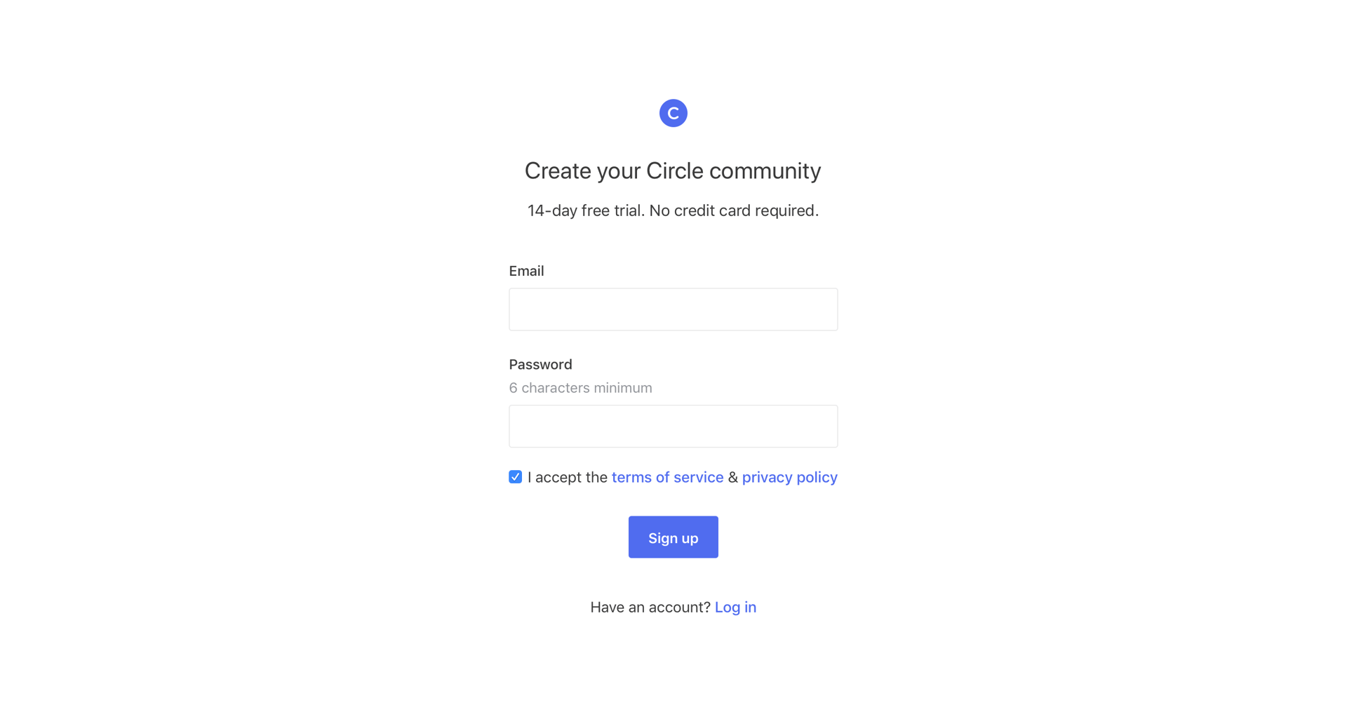 Circle
				signup page example