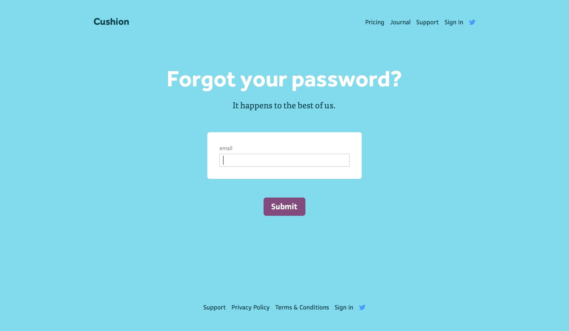 Cushion
				password reset page example