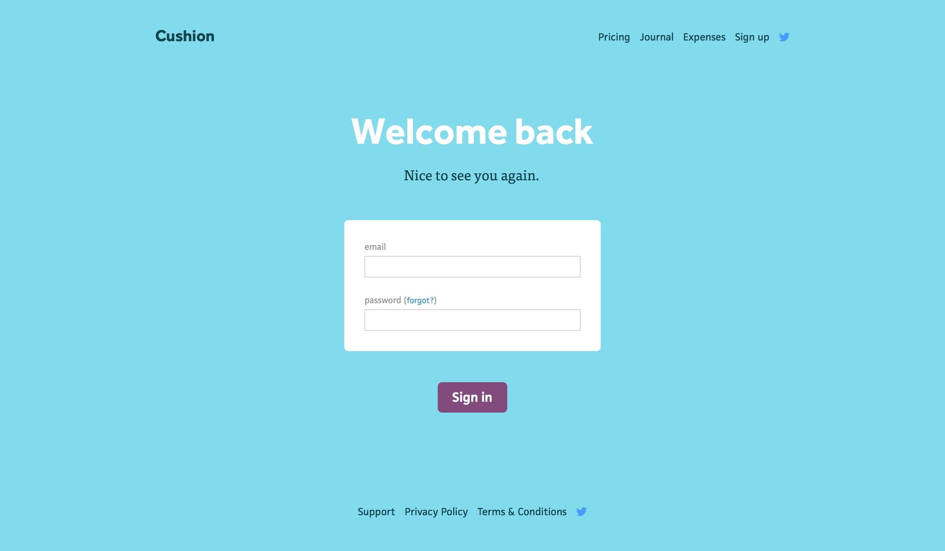 Cushion
				signin page example
