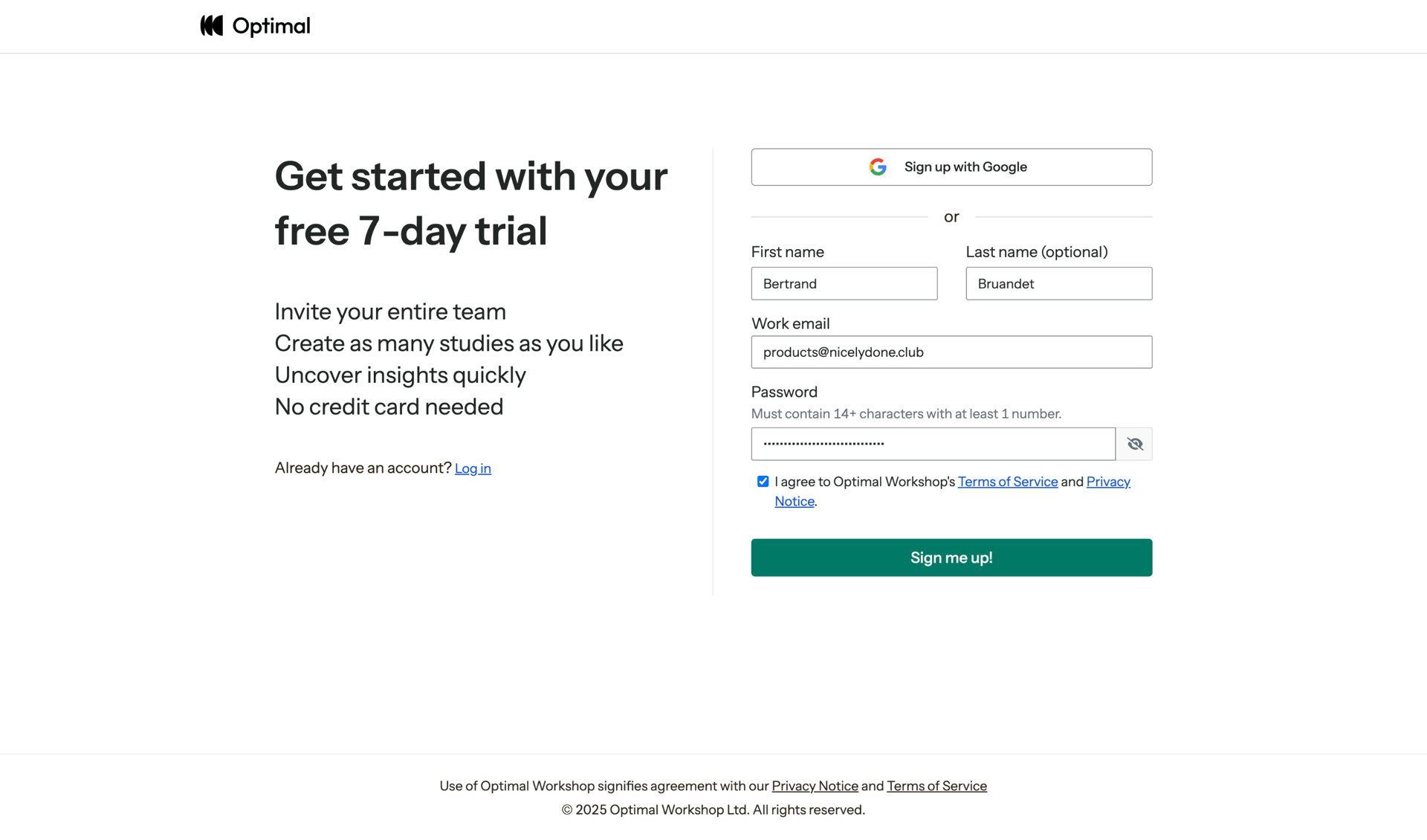 Optimal screen example