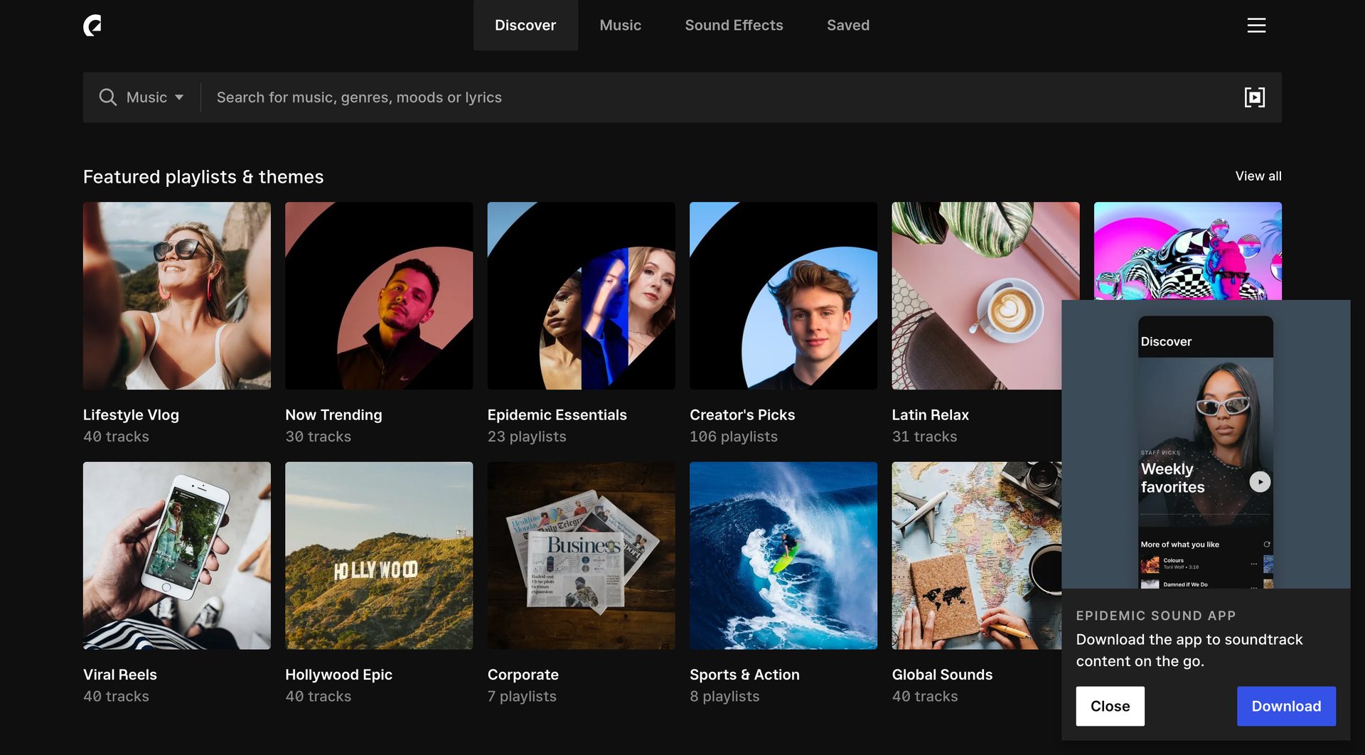 Epidemic Sound
			       ux ui design