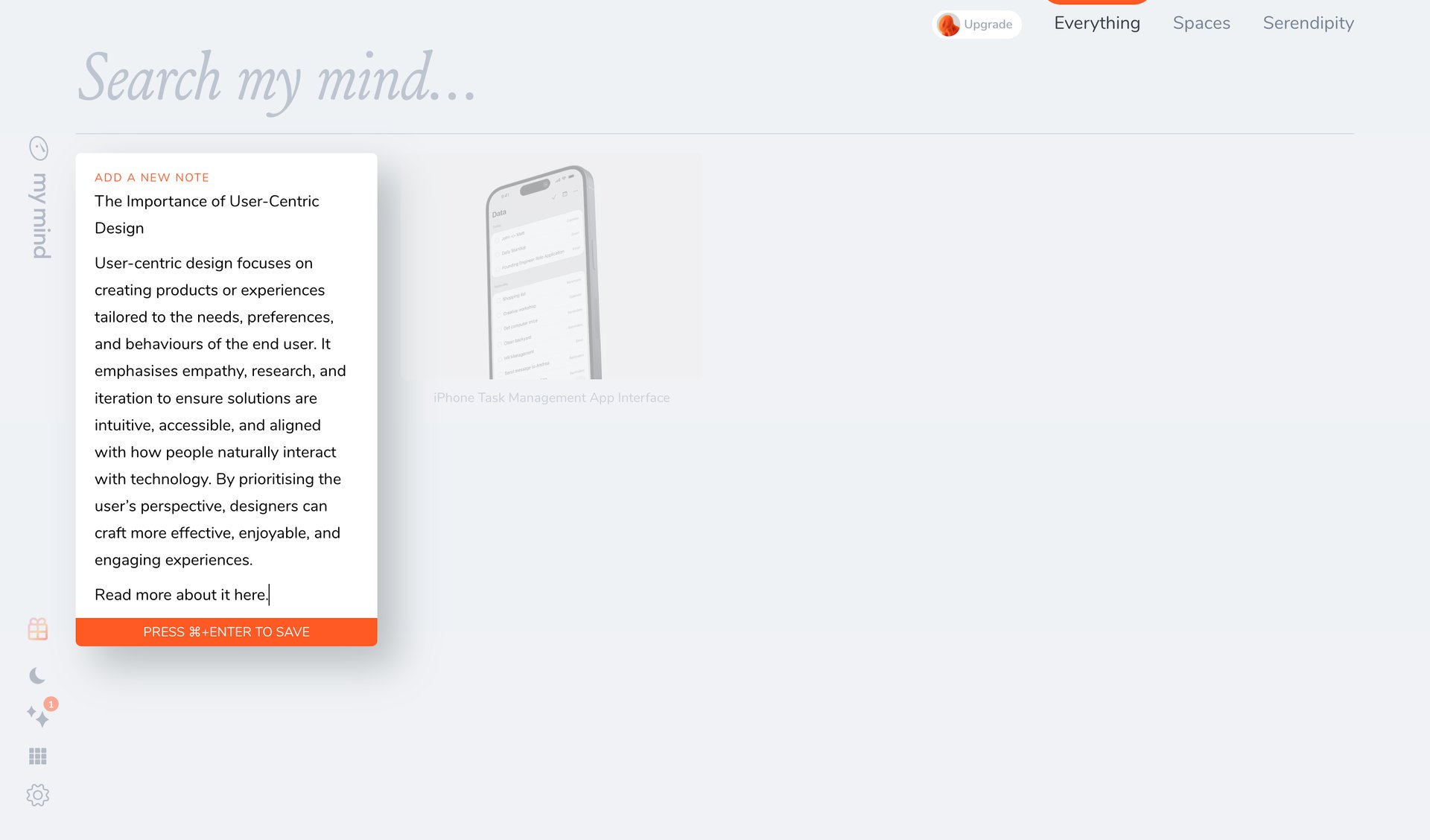 Mymind
			    ux ui design