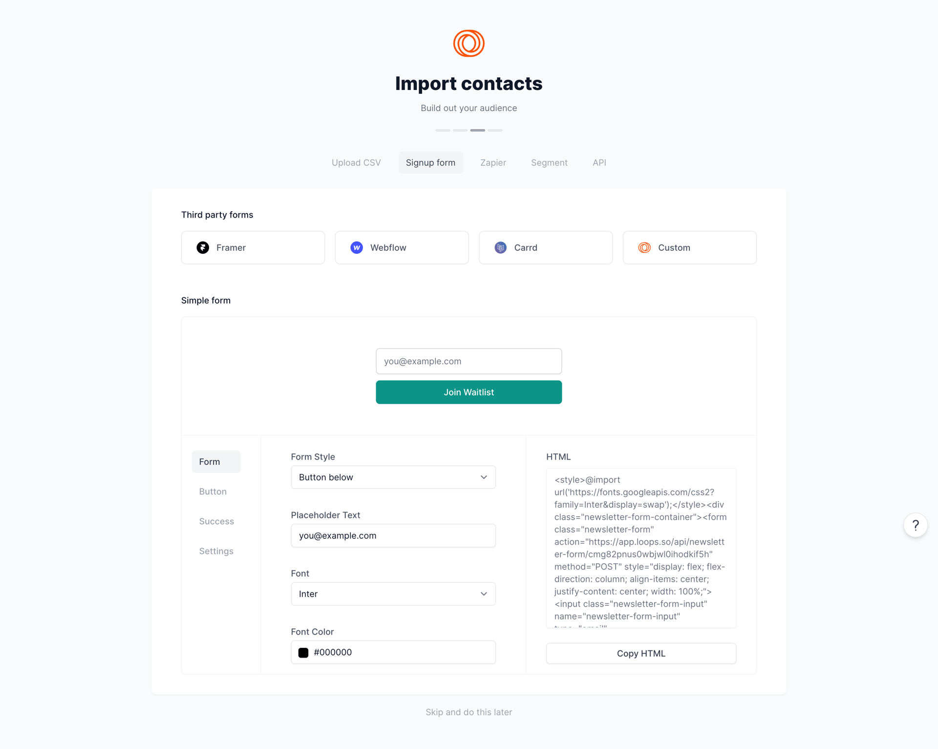 Loops screen example