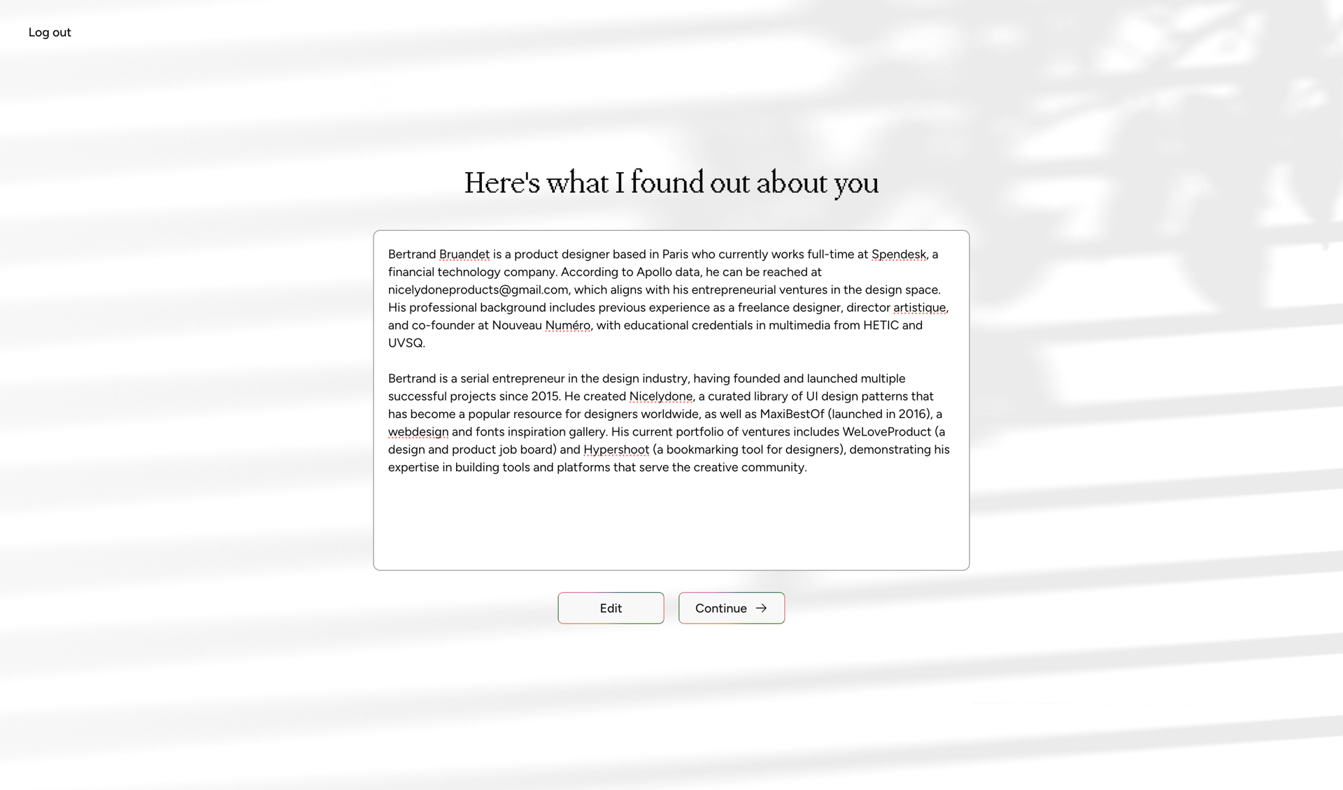 Cofounder screen example