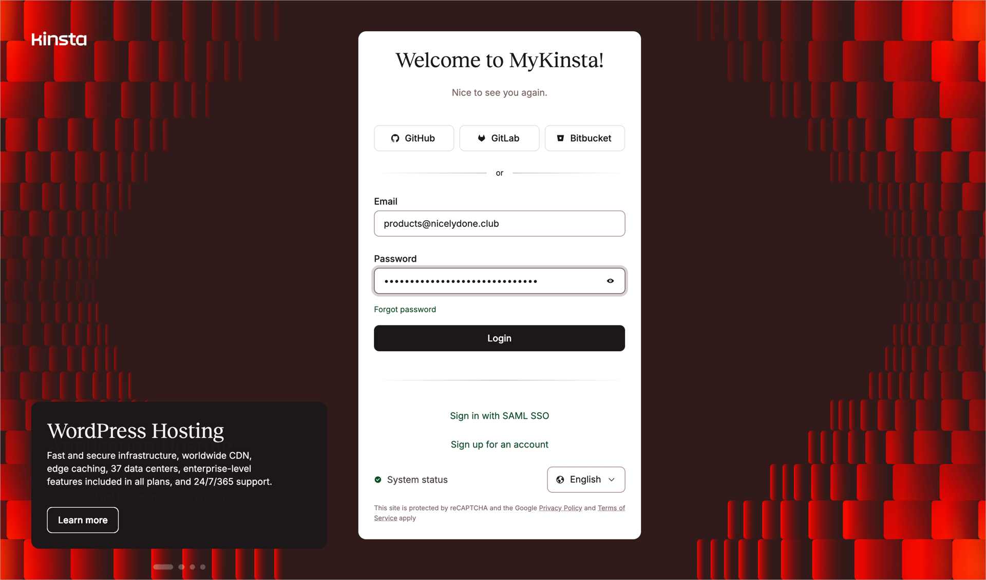 Kinsta screen example