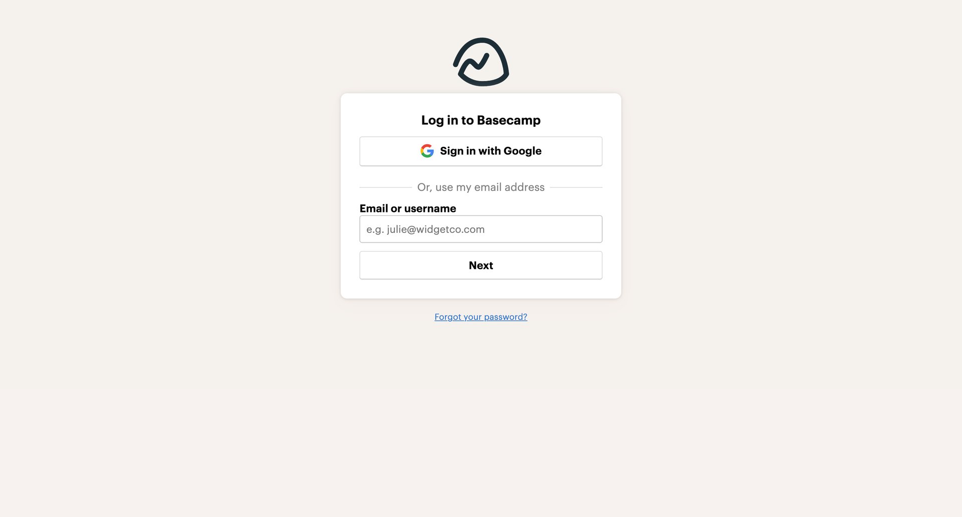 Basecamp
				signin page example