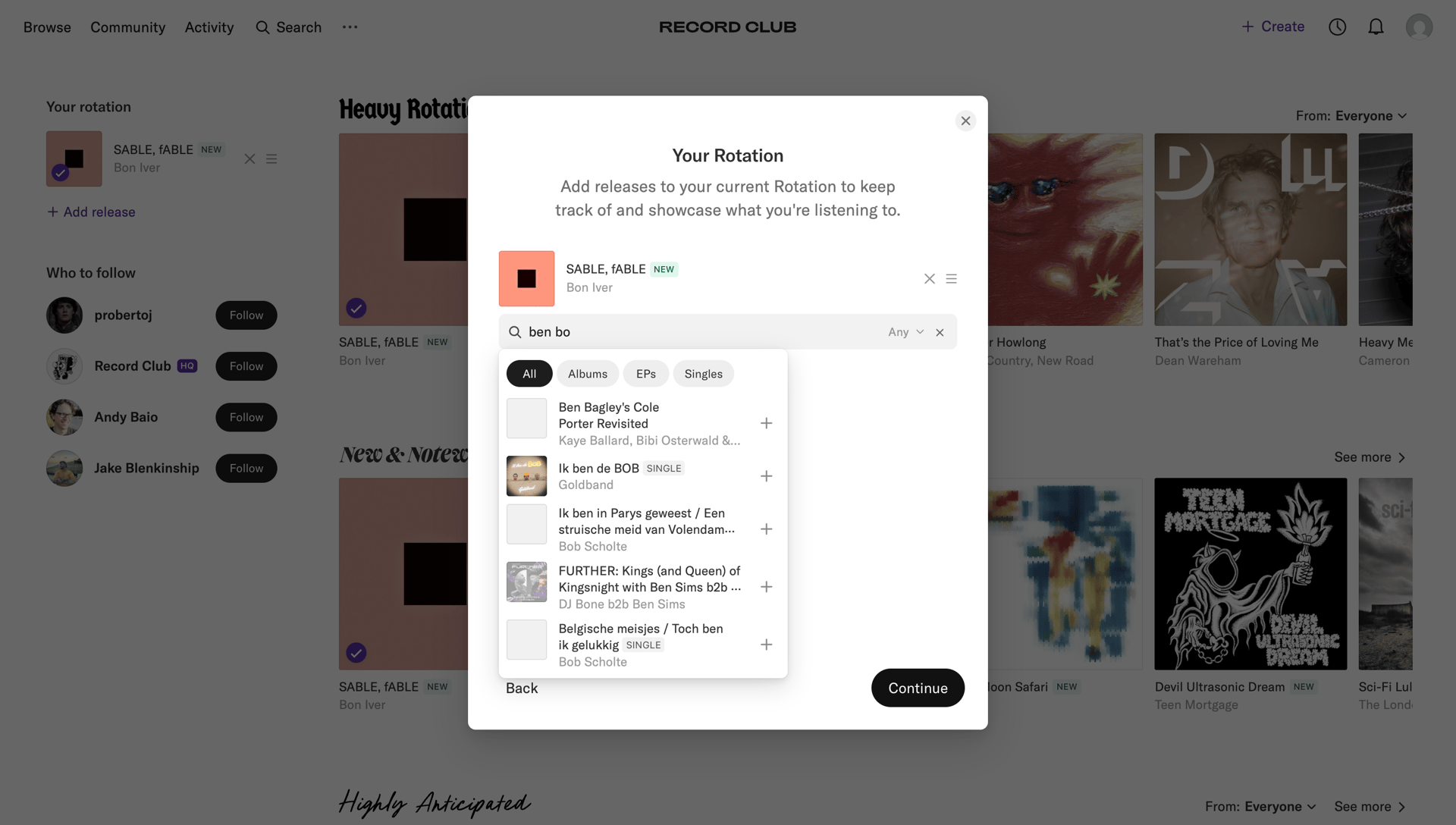 Record club
			  ux ui design