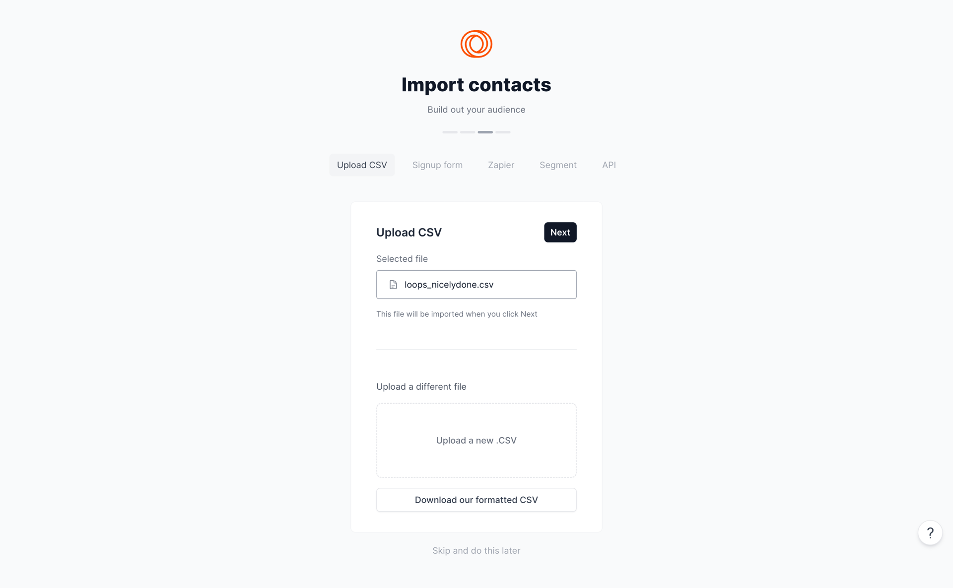 Loops screen example