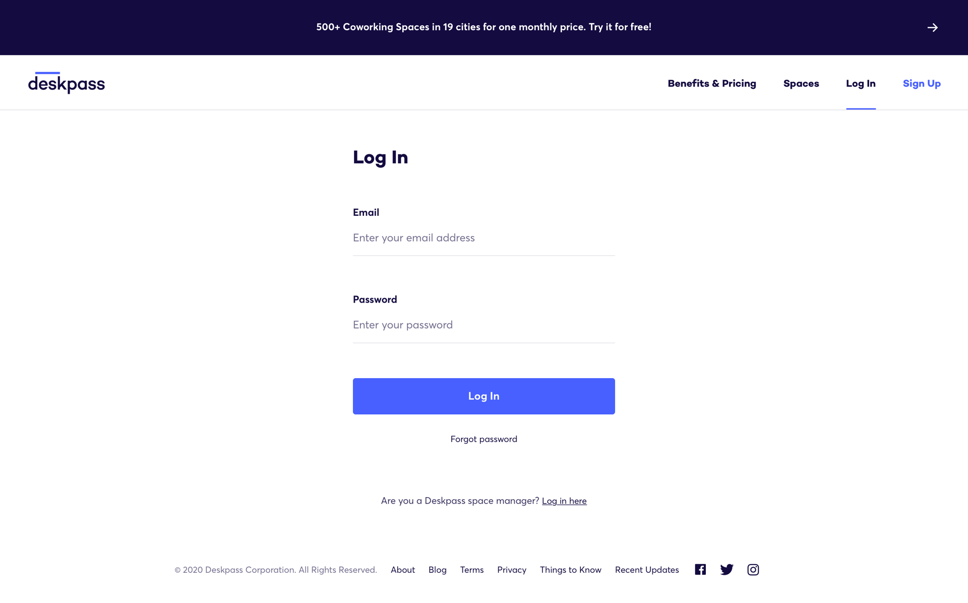 Deskpass
				signin page example