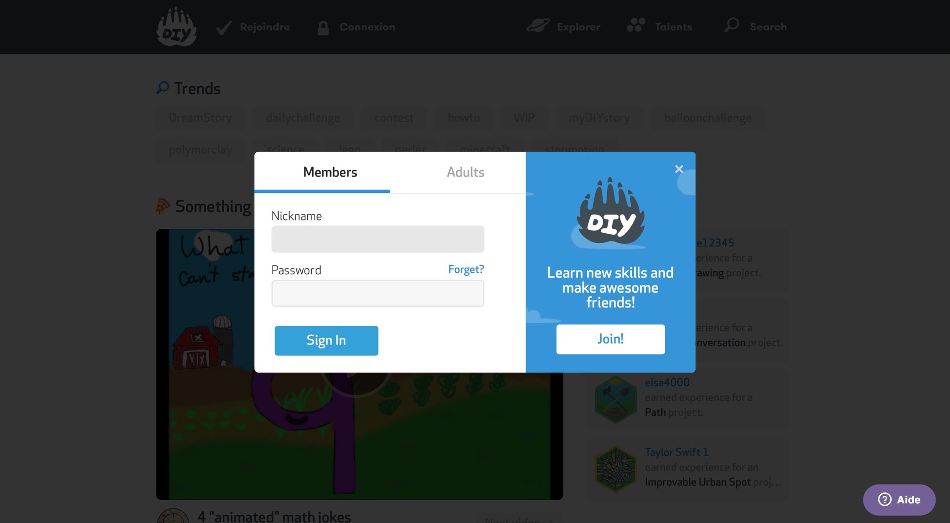 DIY
				signin page example