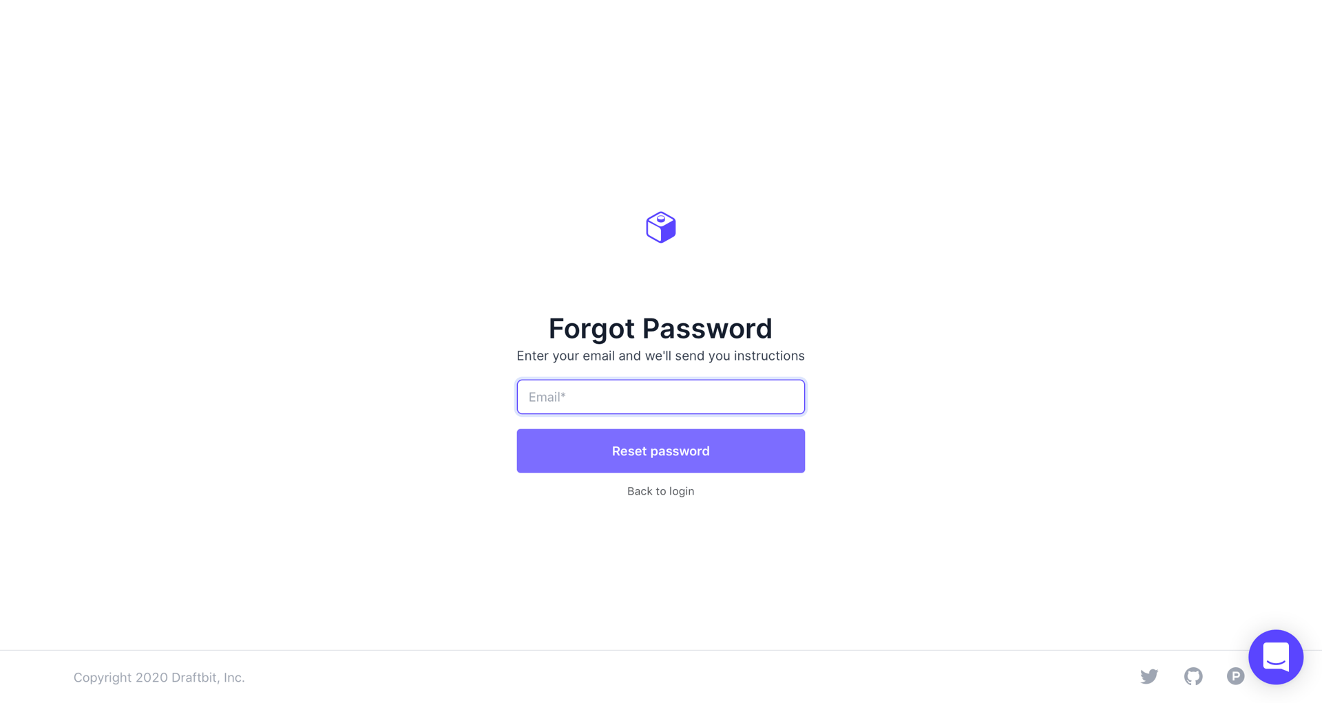 Draftbit
				password reset page example