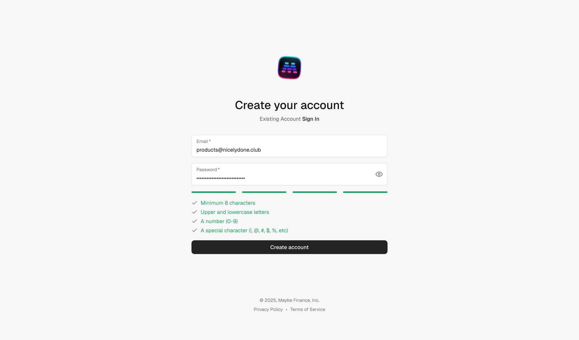 Maybe Finance screen example