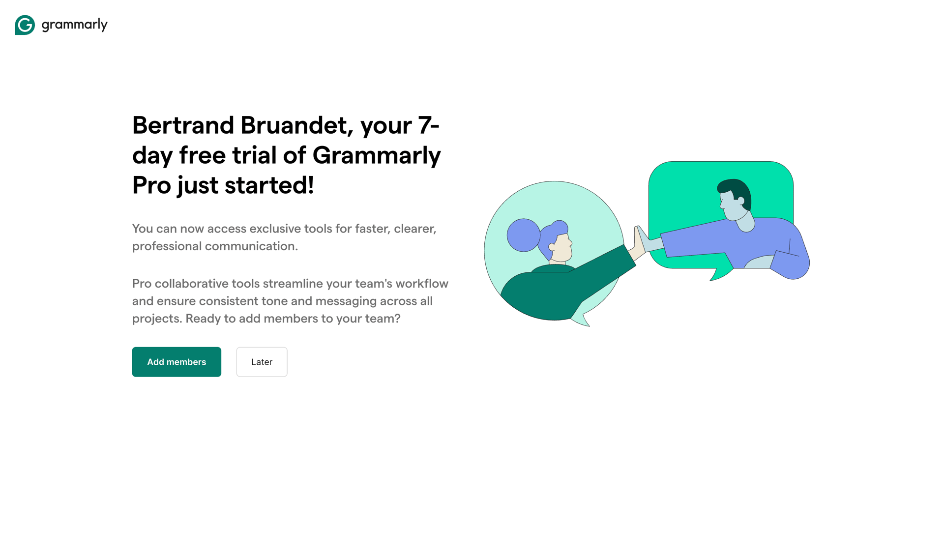 Grammarly screen example
