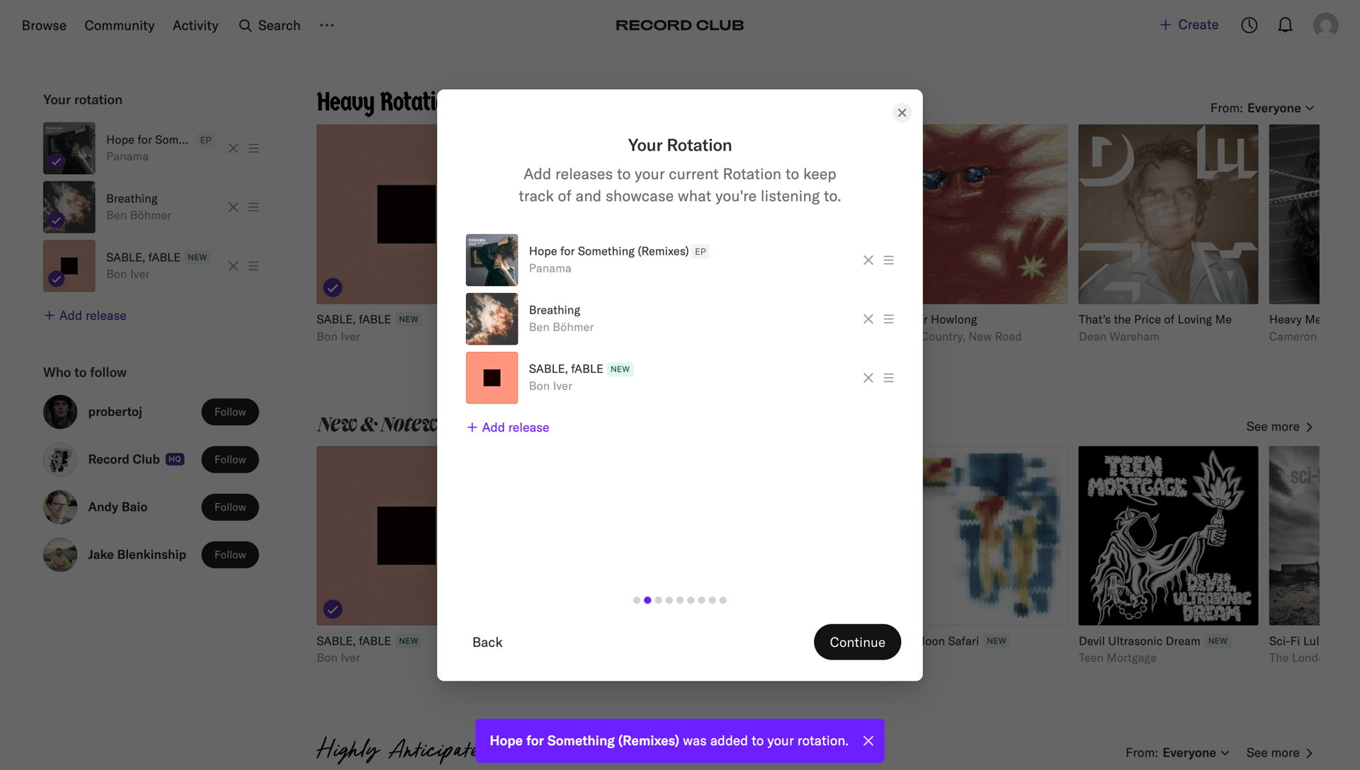 Record club
			    ux ui design