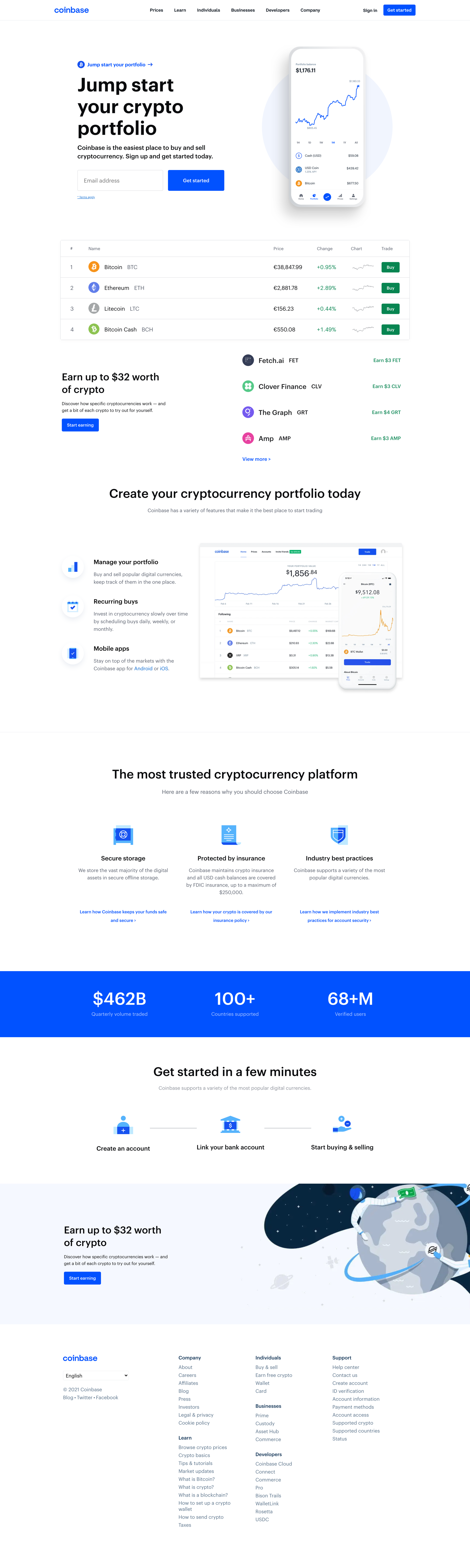Coinbase
				 page example
