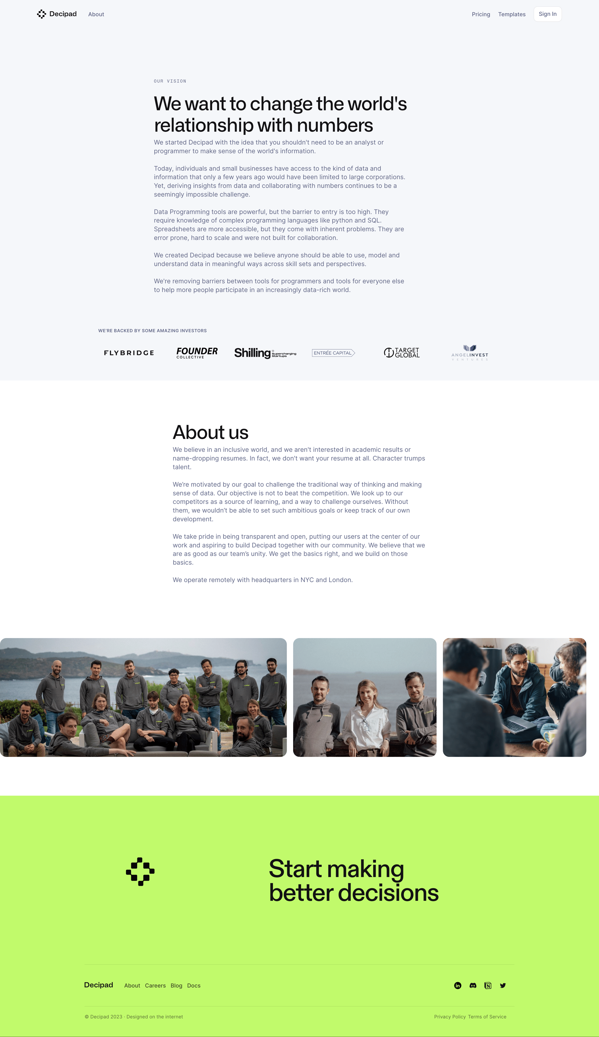 Decipad
				about & company mission page example