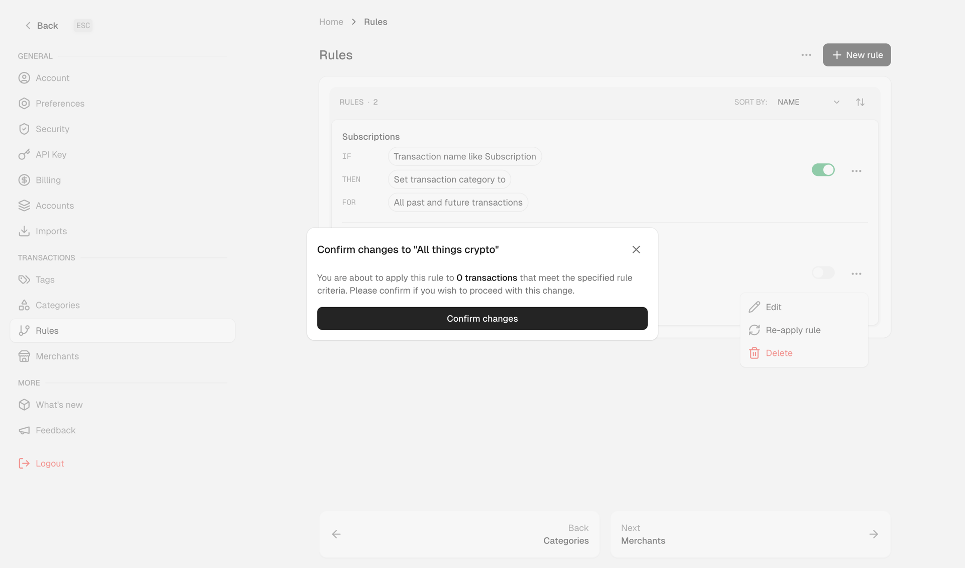 Maybe Finance
				settings page example