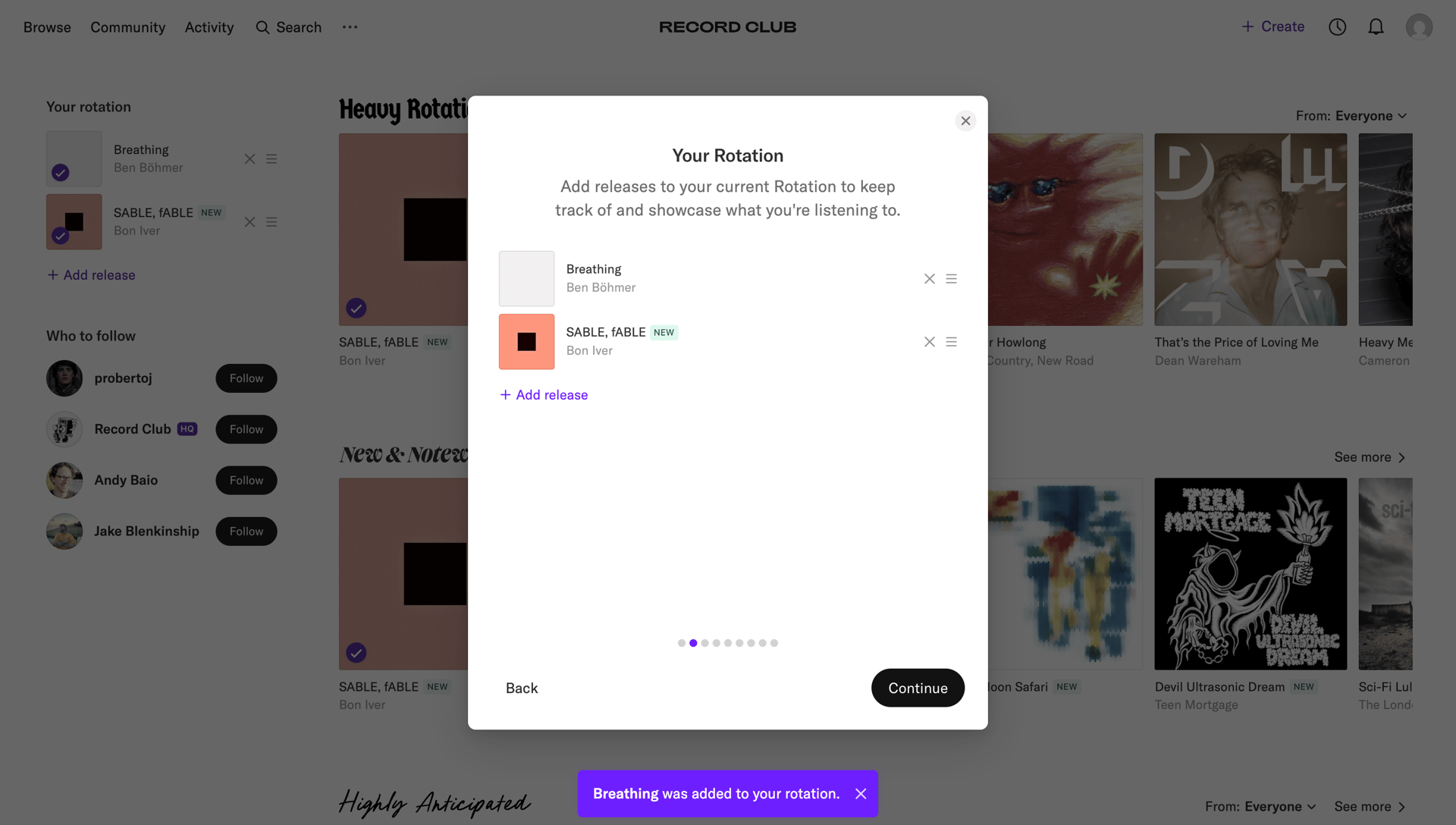 Record club
			    ux ui design