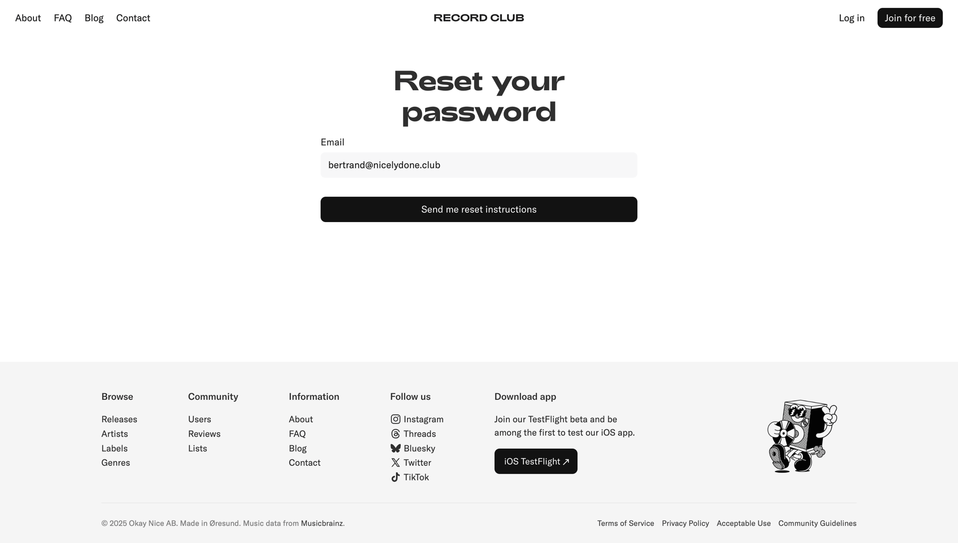 Record club
			        ux ui design