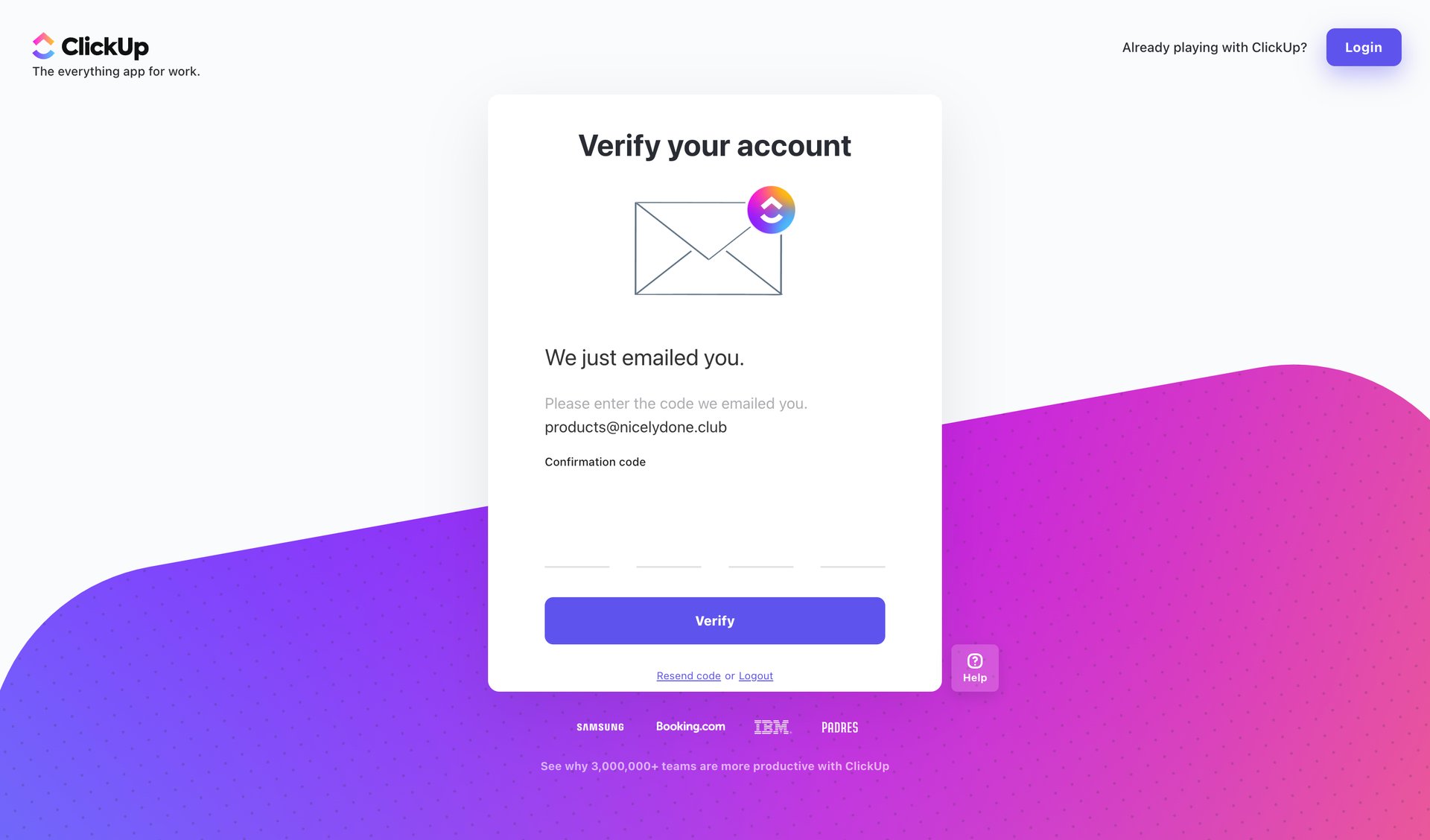 ClickUp
				signup page example