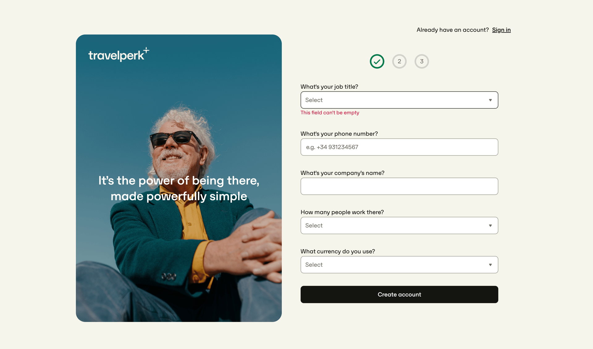 Travelperk screen example