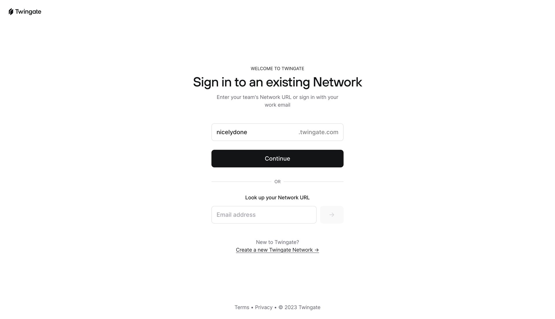 Twingate
				signin page example