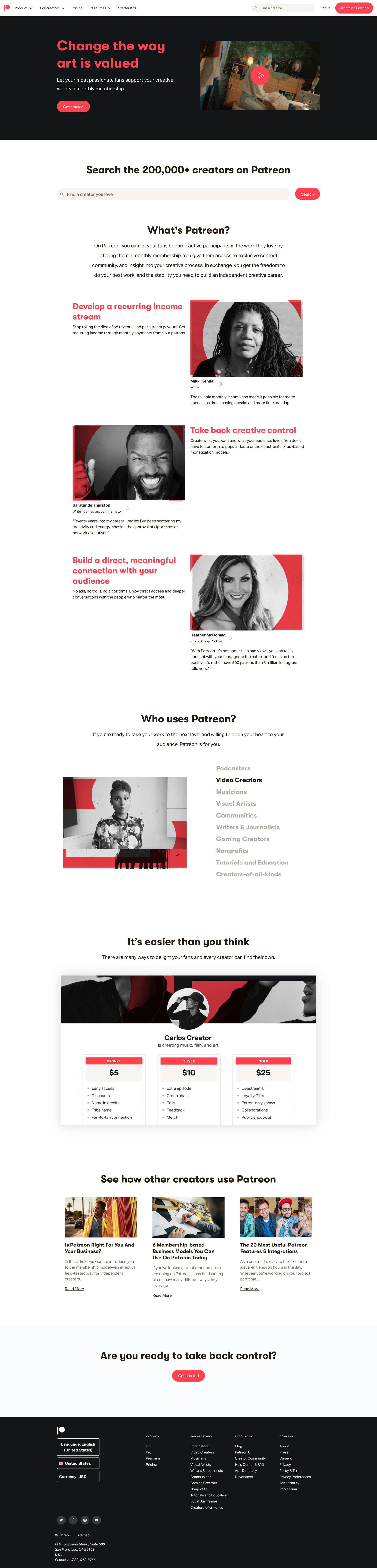 Patreon screen example