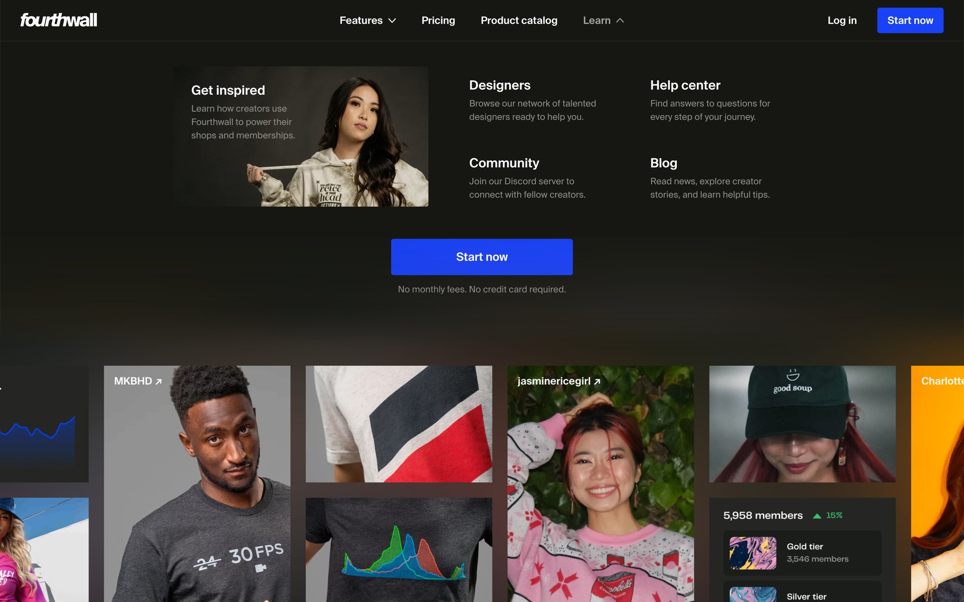 Fourthwall
				landing page page example