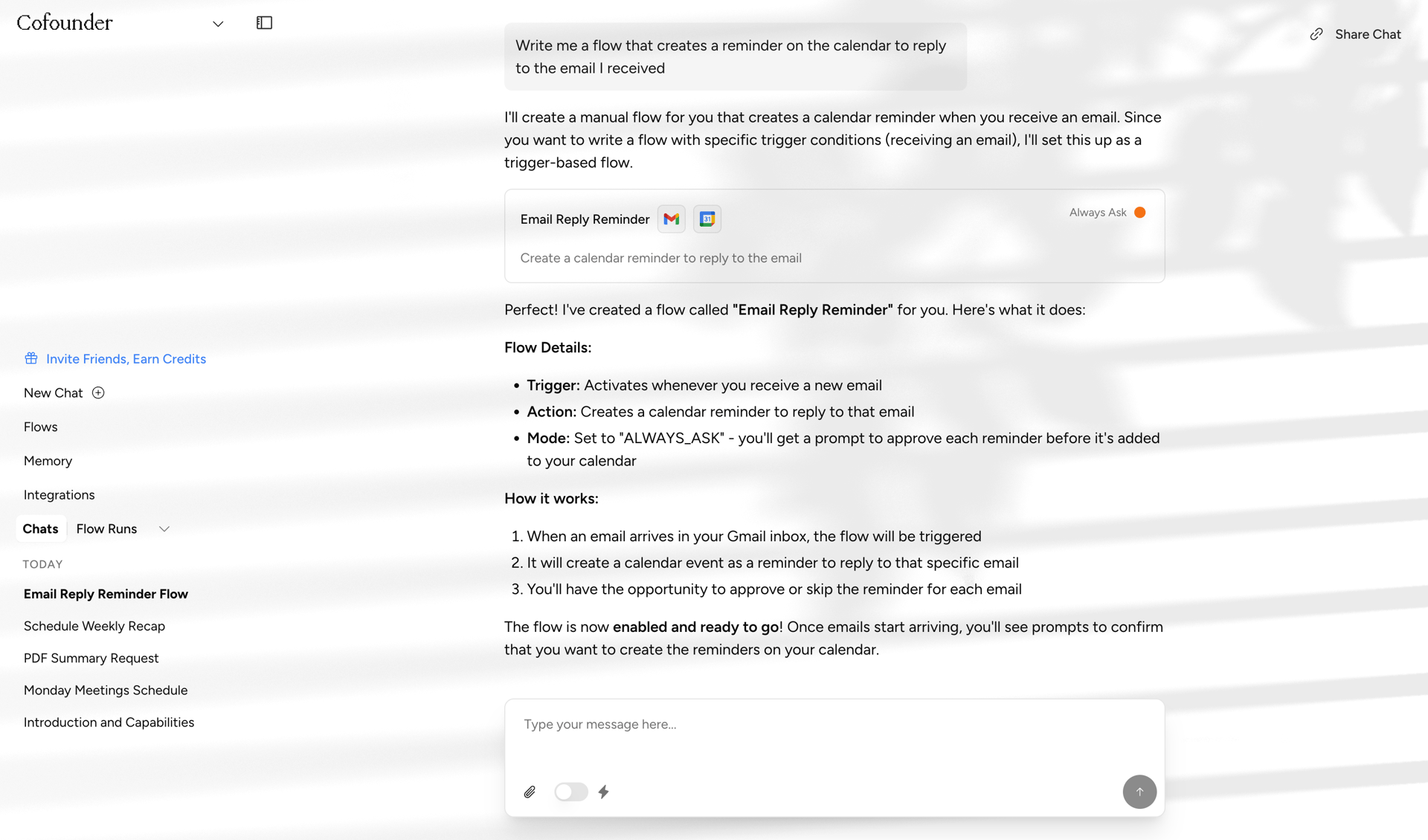 Cofounder screen example