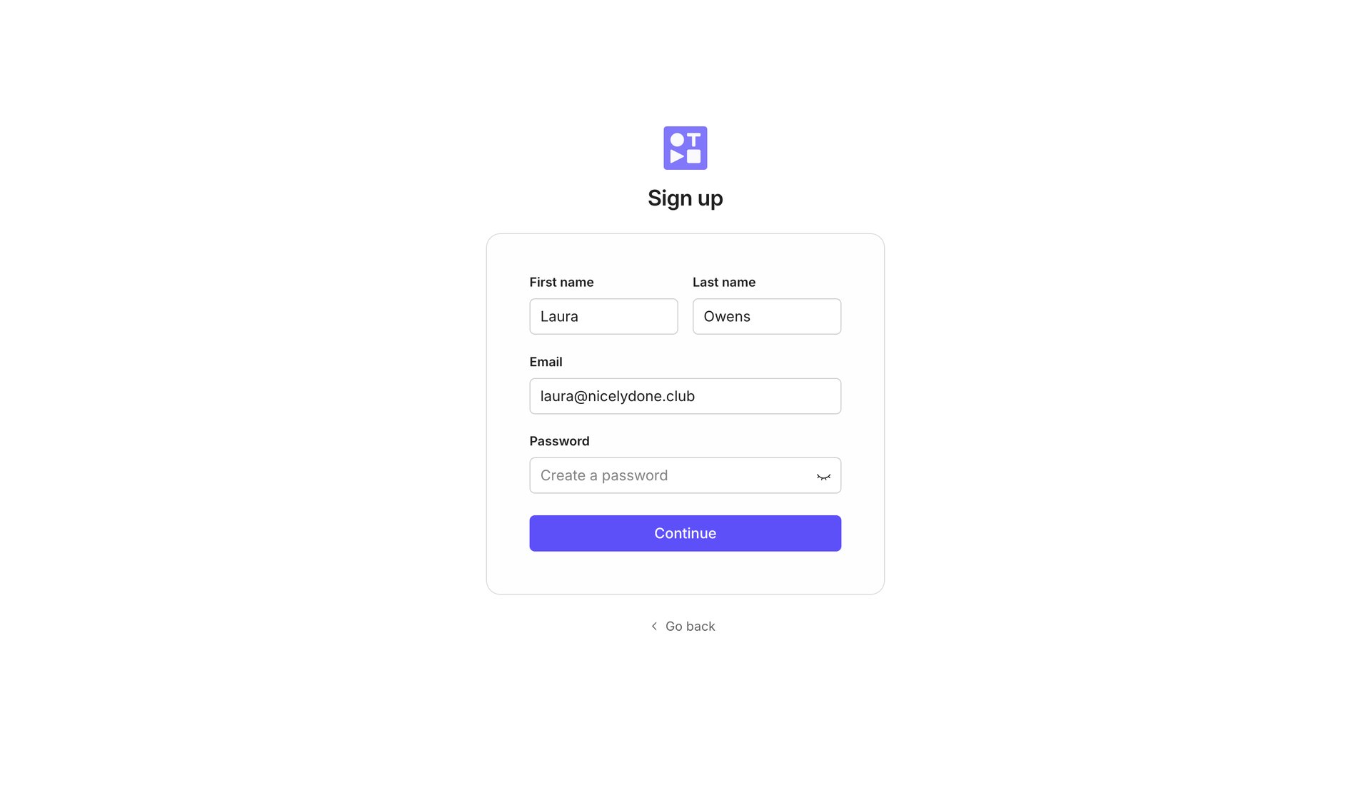 Tella
				signup page example