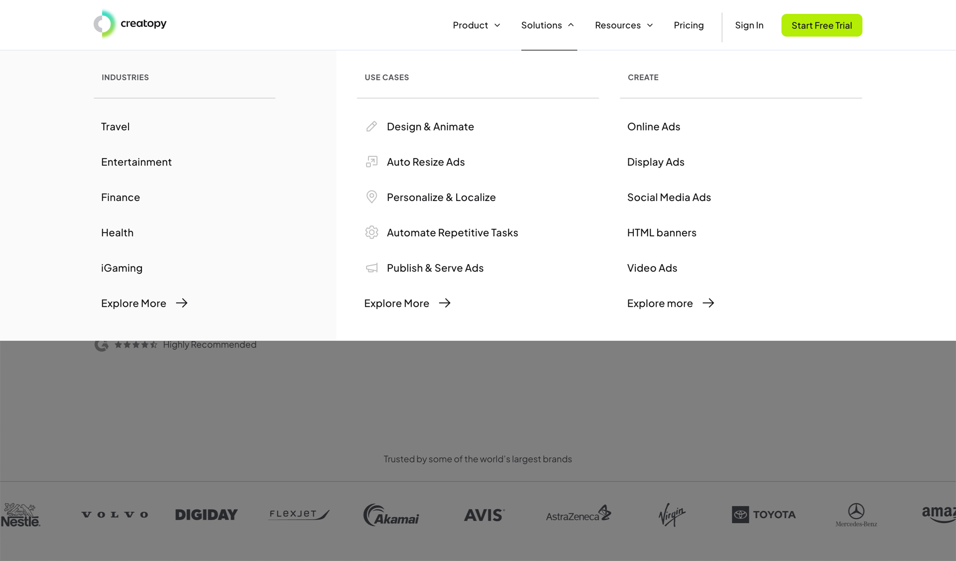Creatopy
				landing page page example