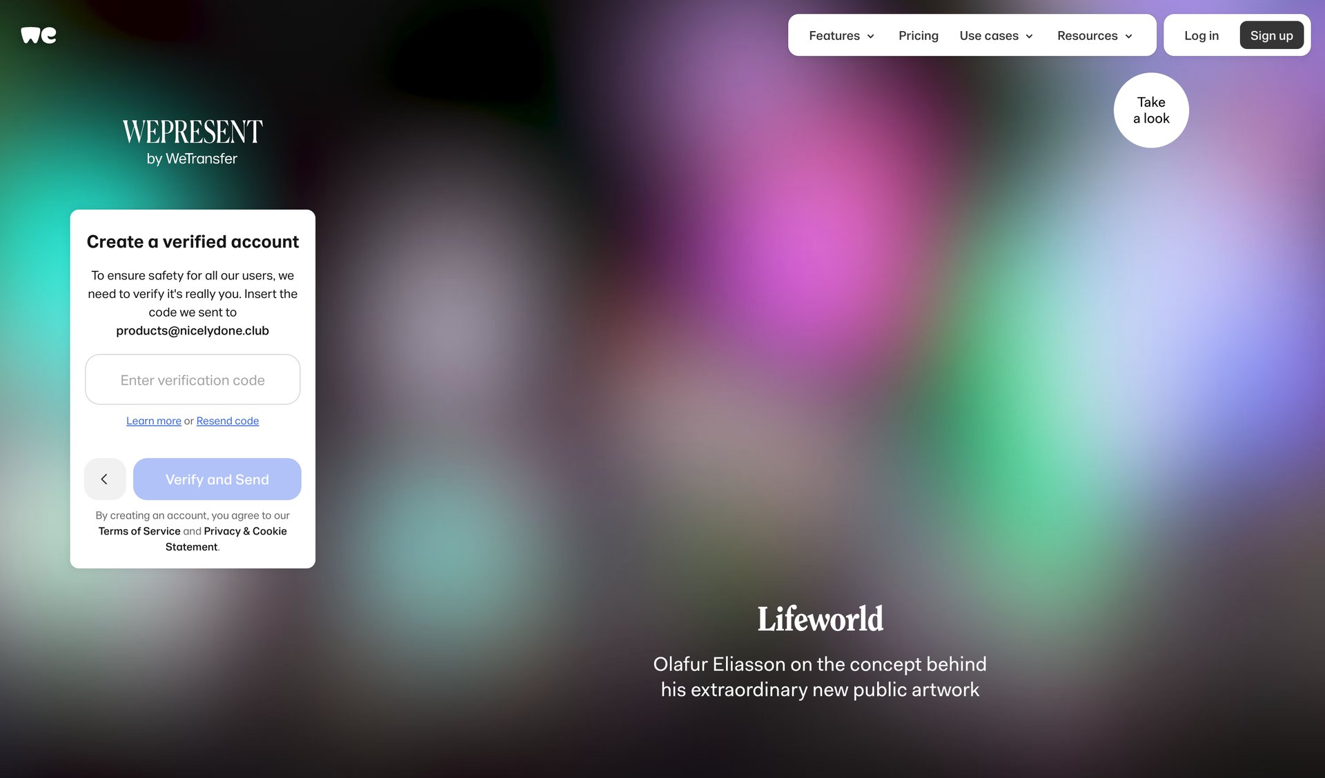 WeTransfer
				landing page page example