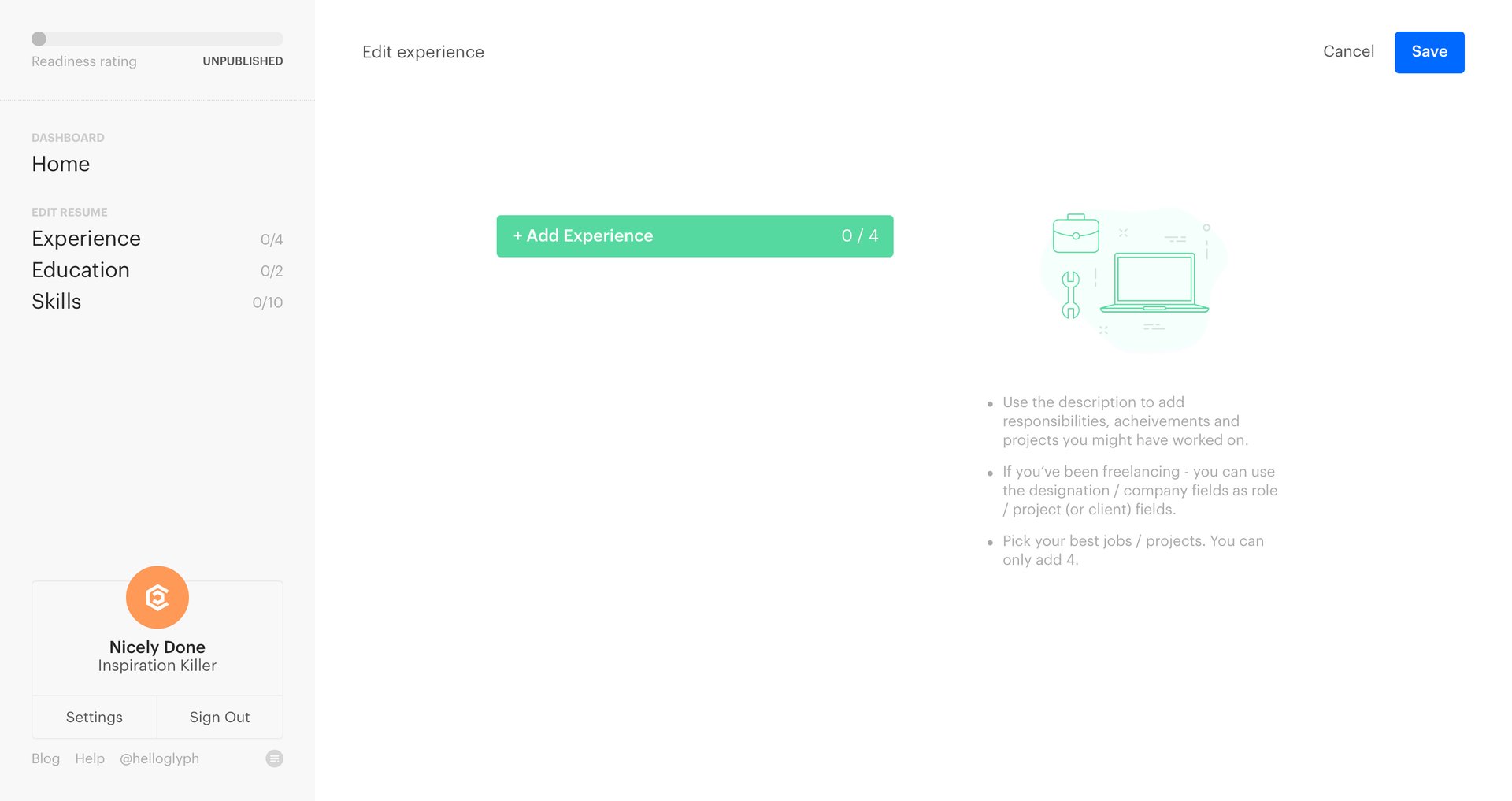 Glyphs
				create page example
