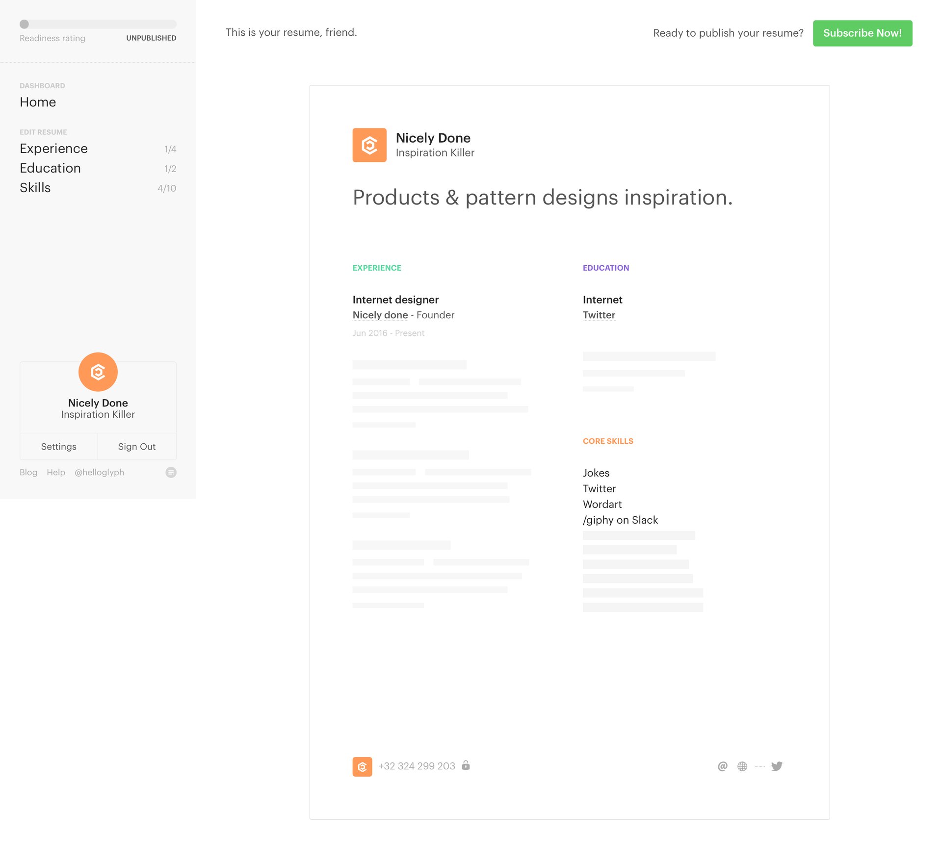 Glyphs
				home page example