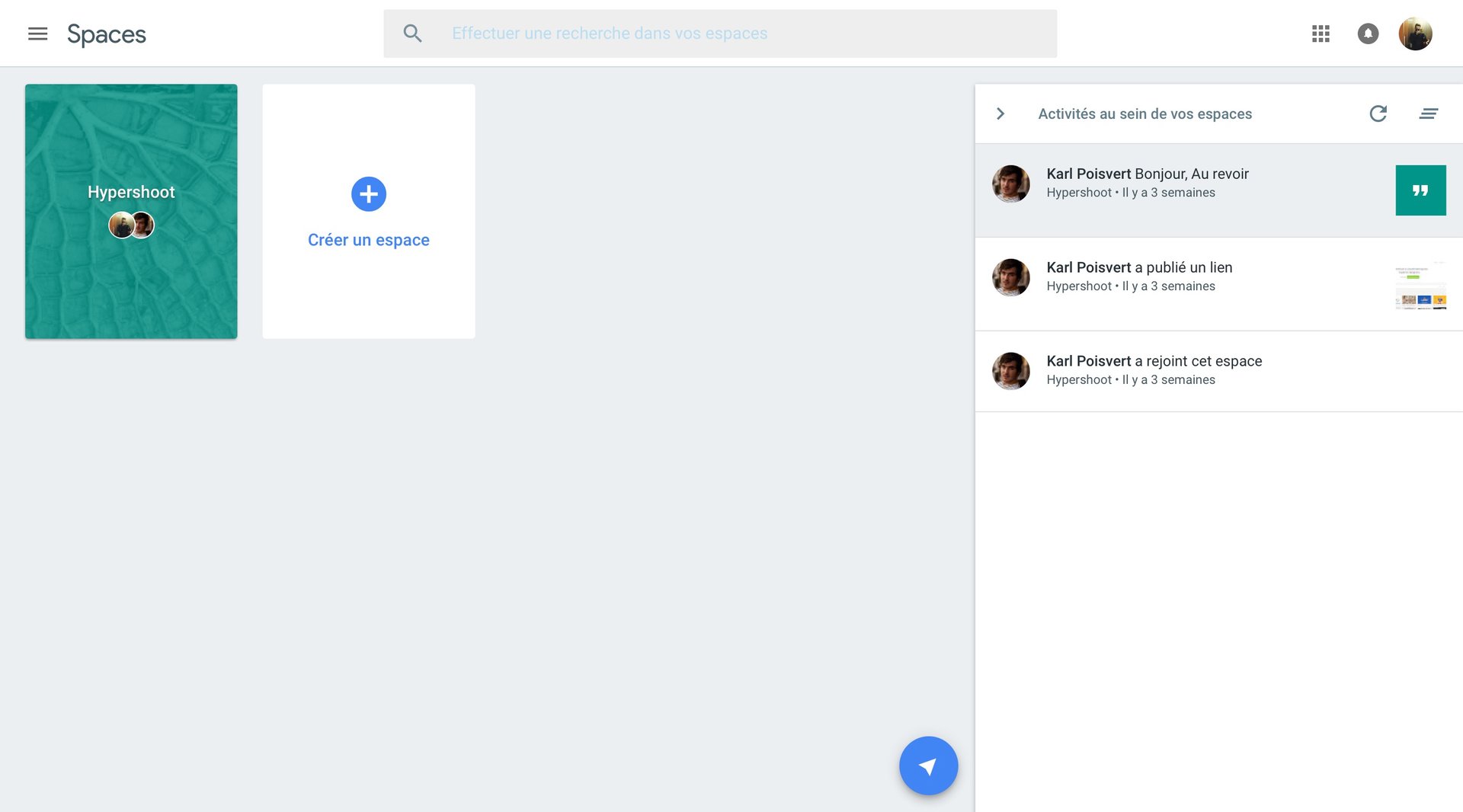 Google spaces
				notification page example