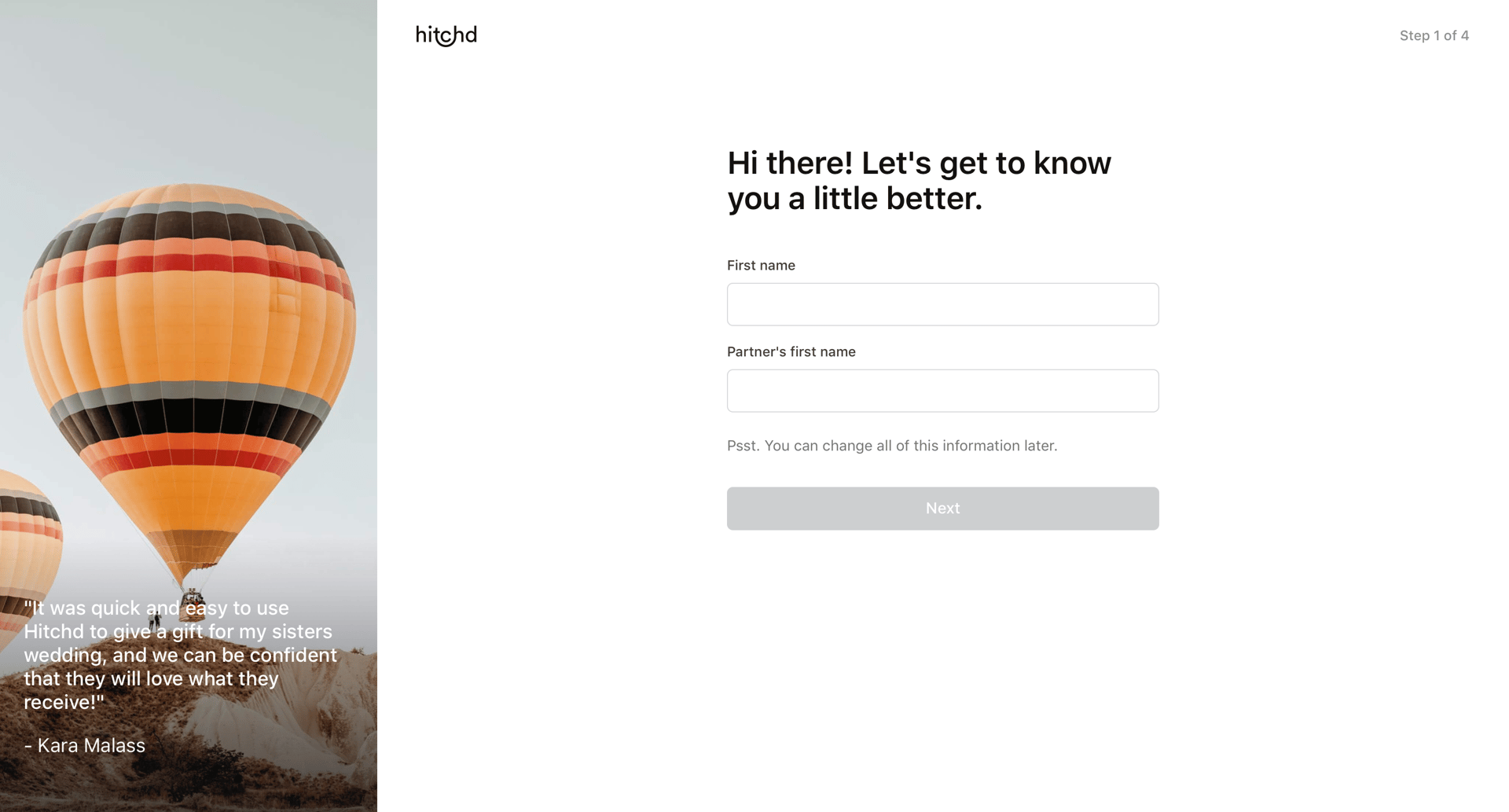 Hitchd
				signup page example