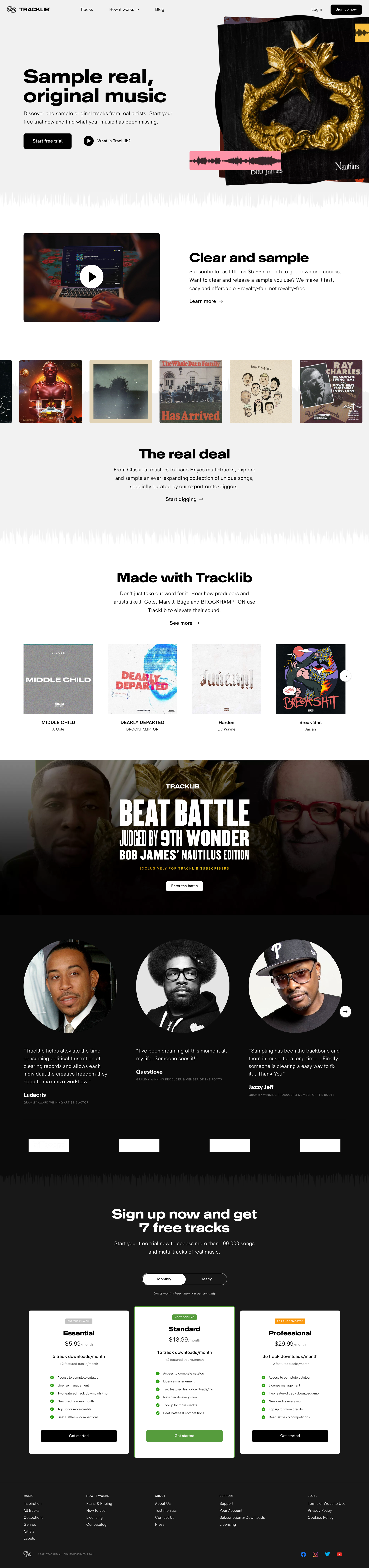 Tracklib screen example