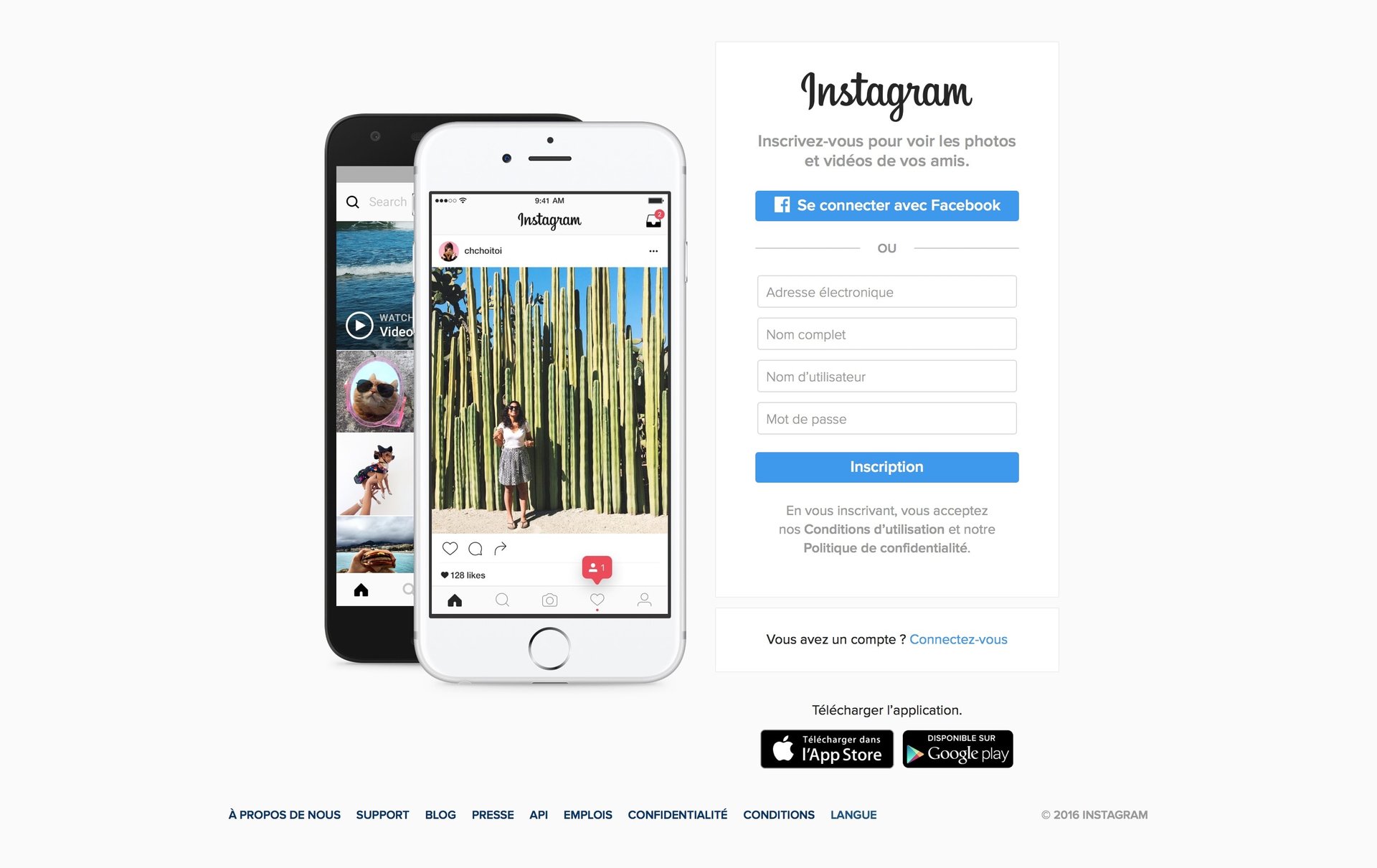 Instagram
				 page example