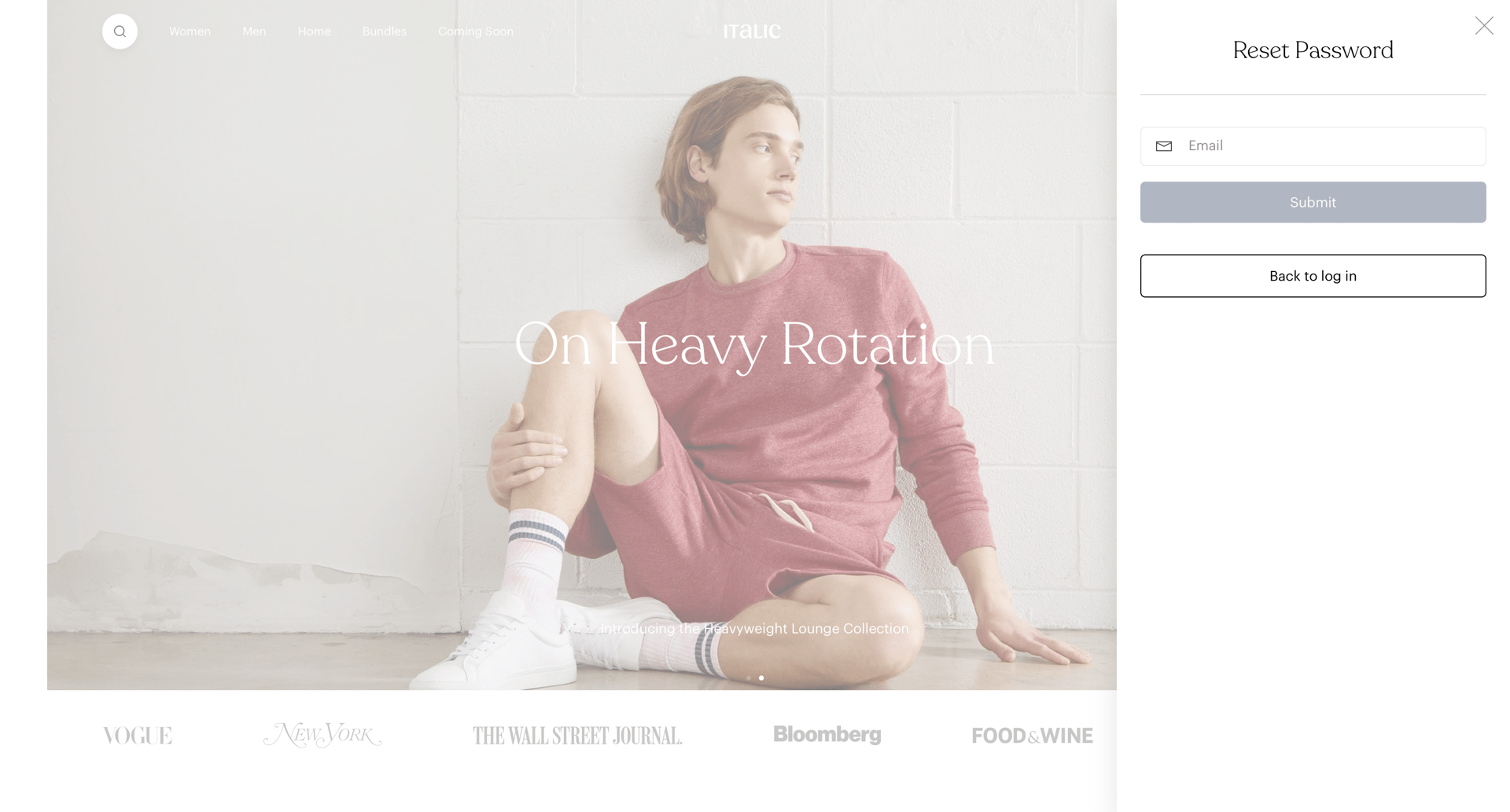 Italic
				password reset page example