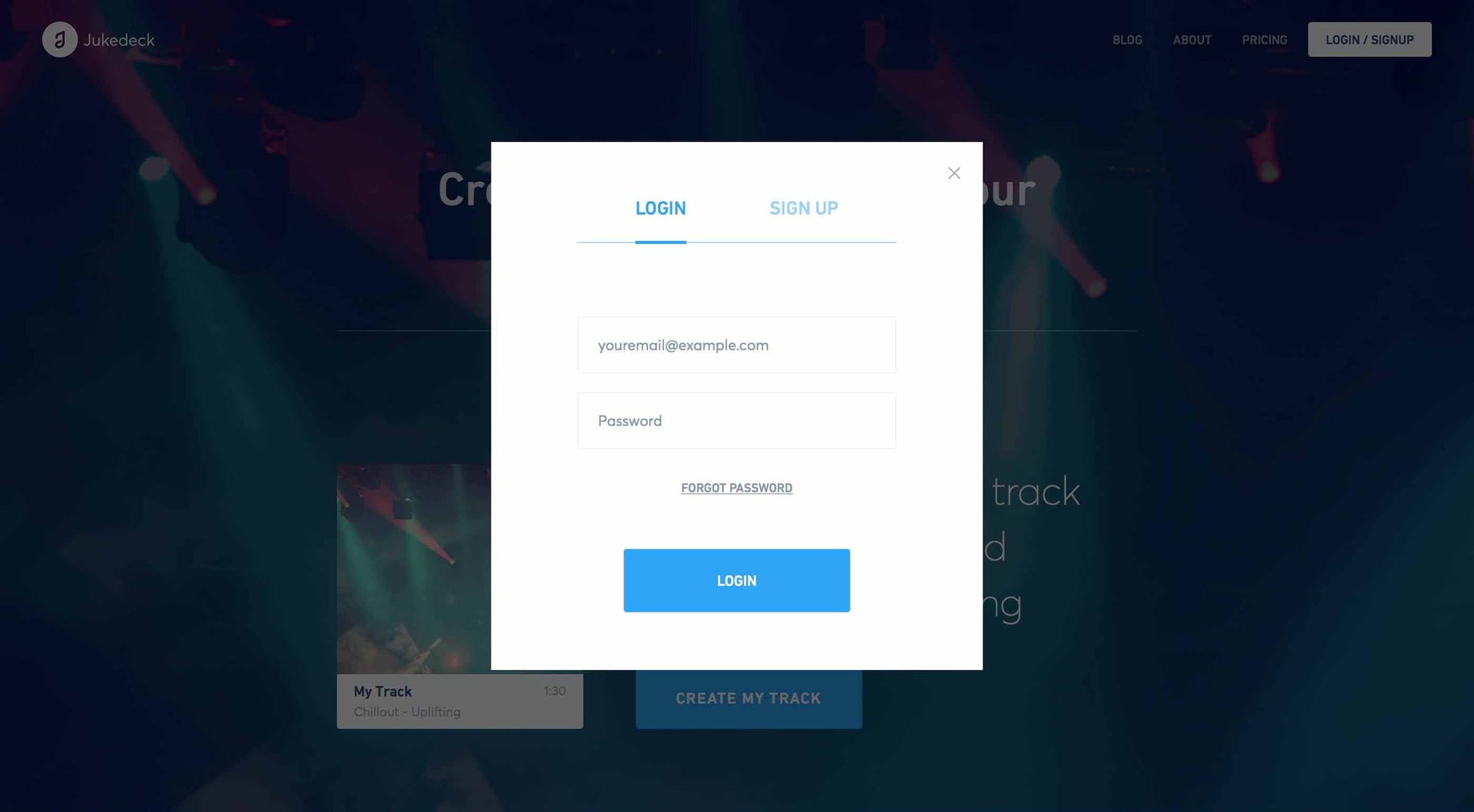 Jukedeck
				signin page example